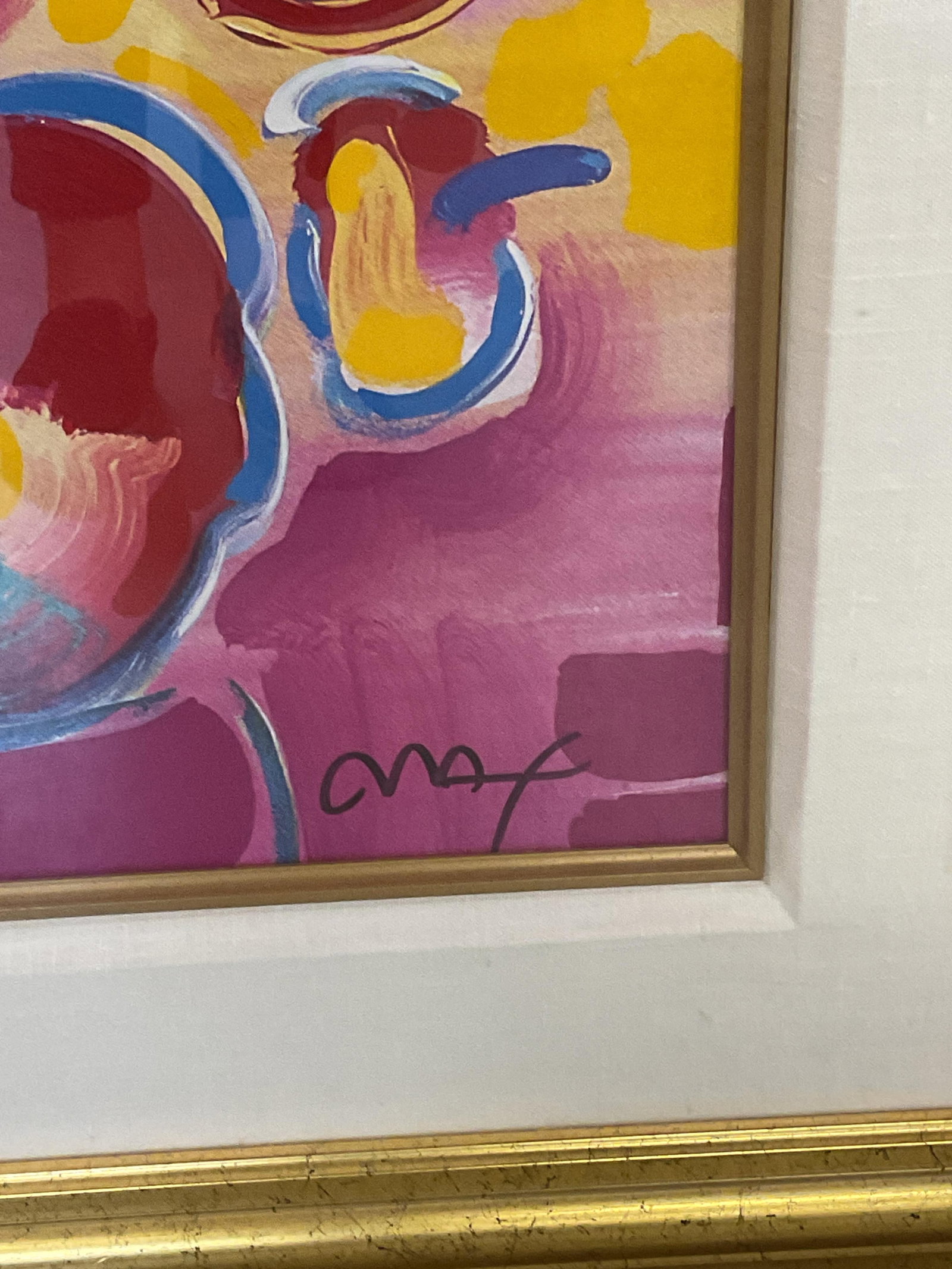 Framed Peter Max Profile Seriolithograph COA - 3