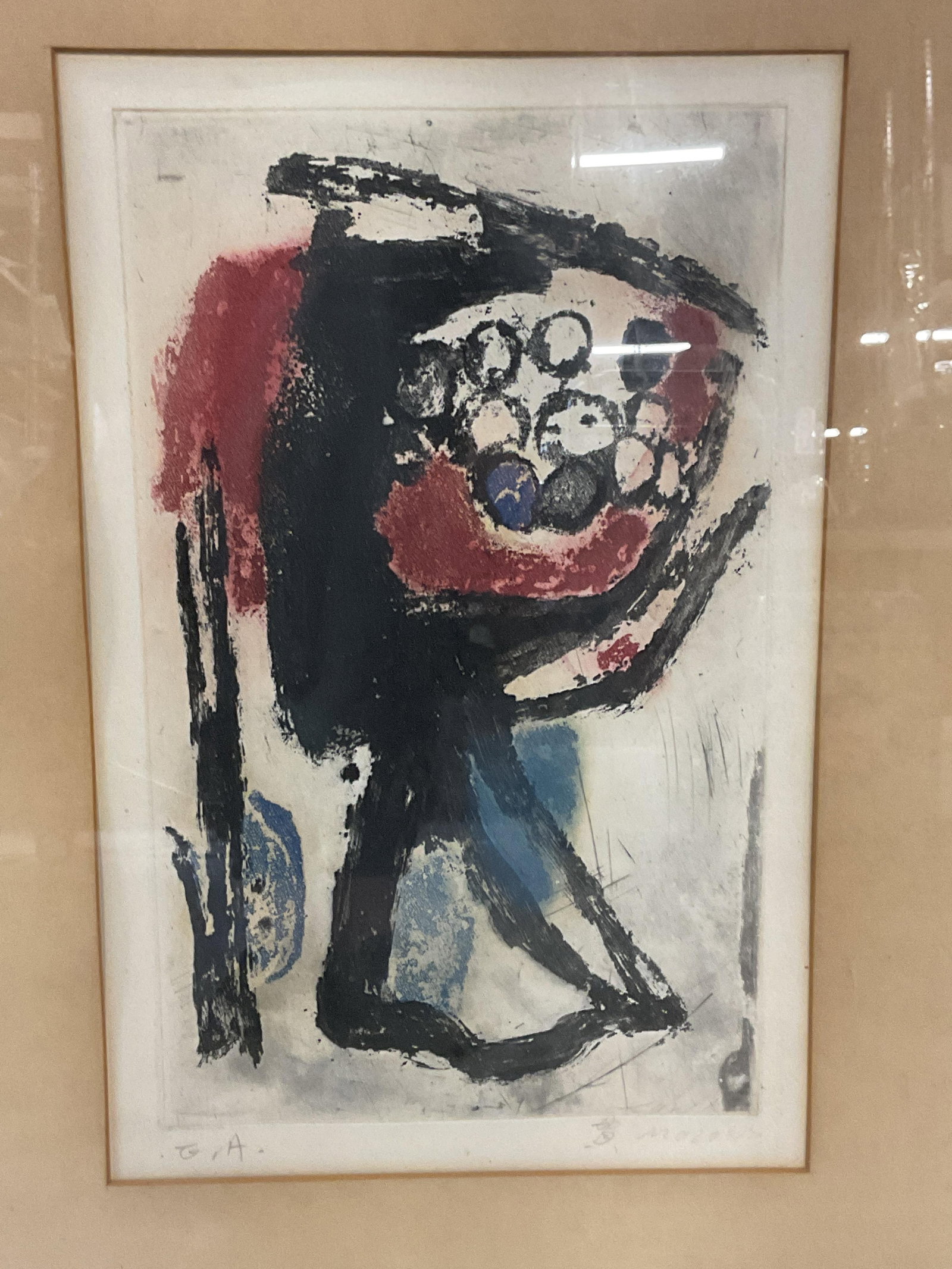 Framed Signed Abstract Color Etching 25in (1 of 6)