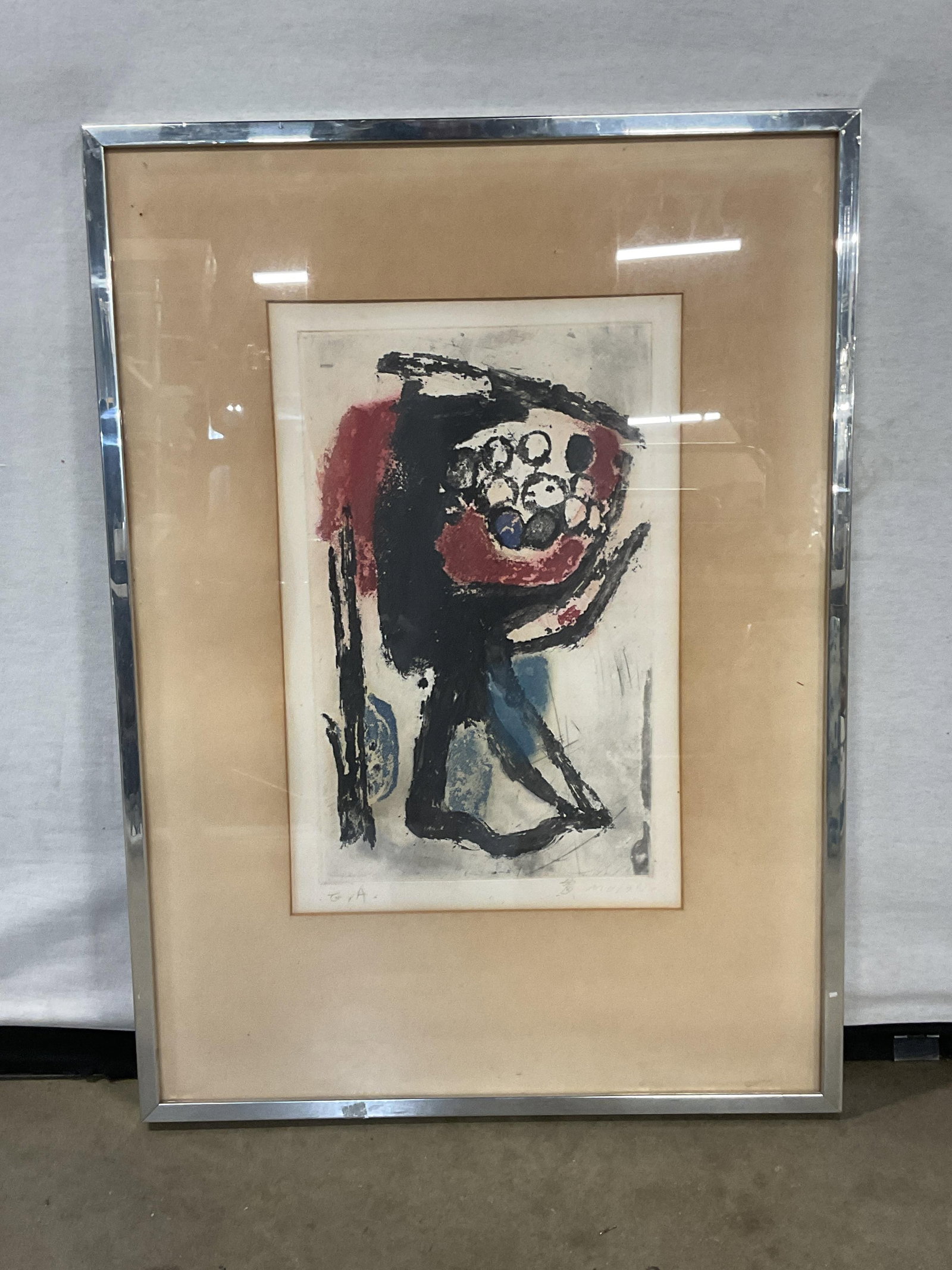 Framed Signed Abstract Color Etching 25in - 2