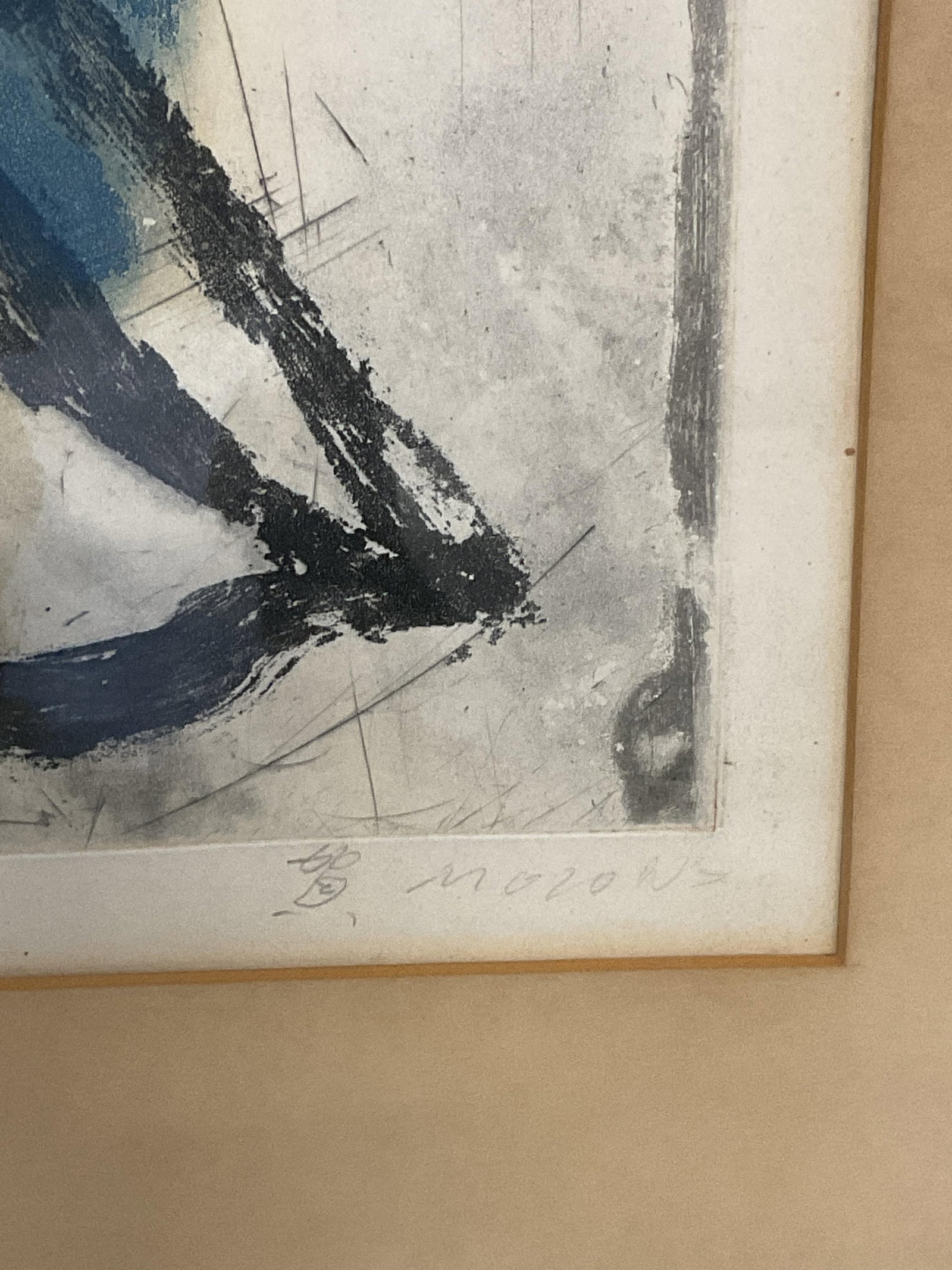 Framed Signed Abstract Color Etching 25in - 3