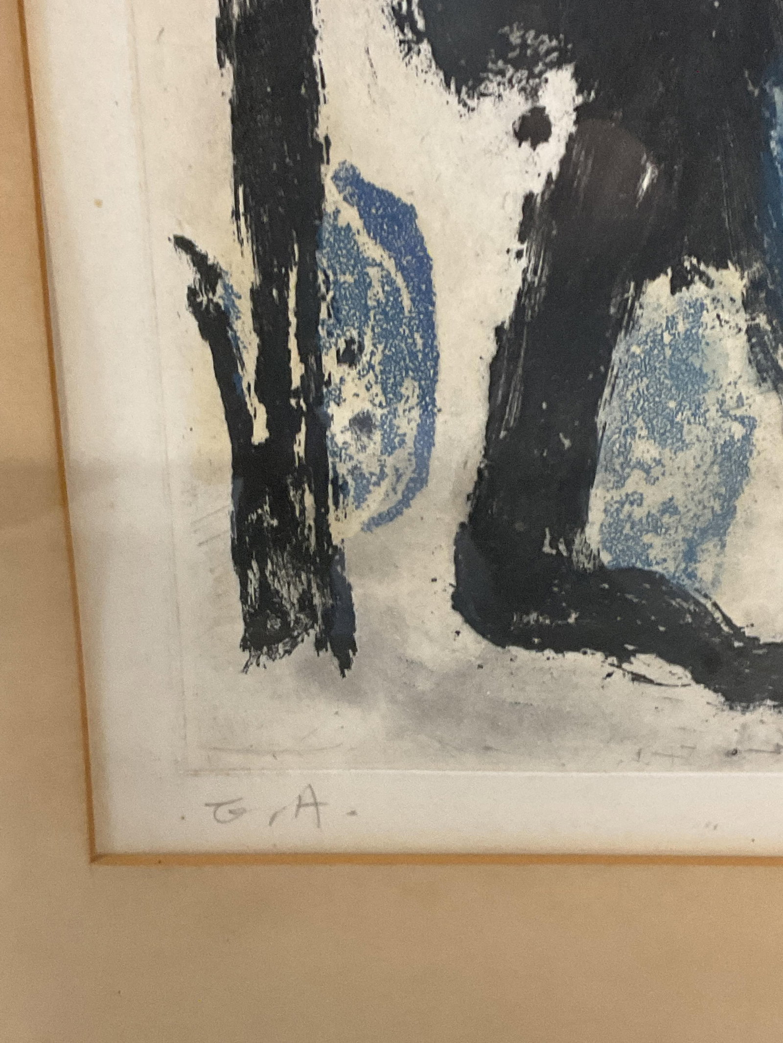 Framed Signed Abstract Color Etching 25in - 4
