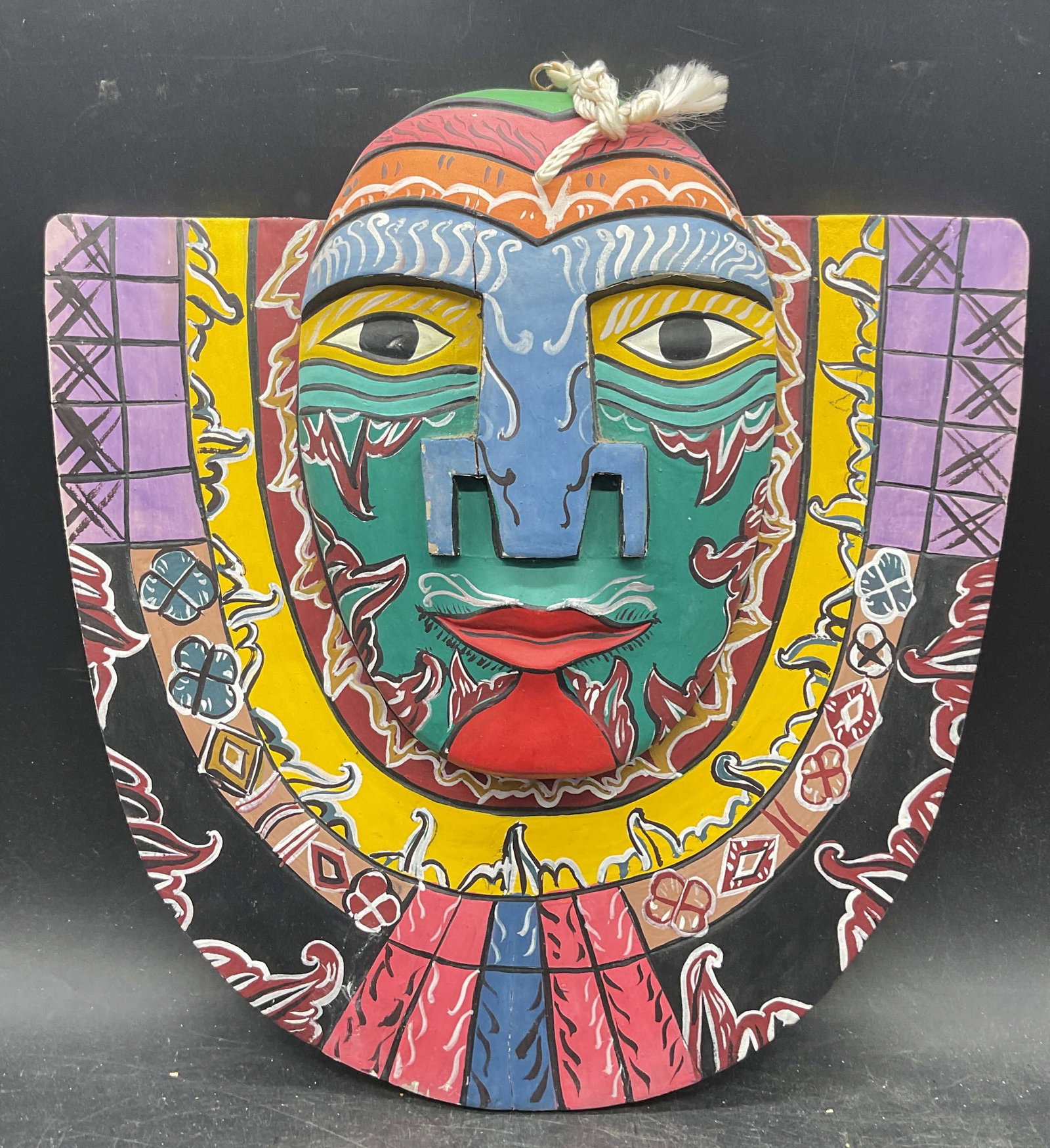 Hand Painted Carved Tribal Wood Mask (1 of 6)