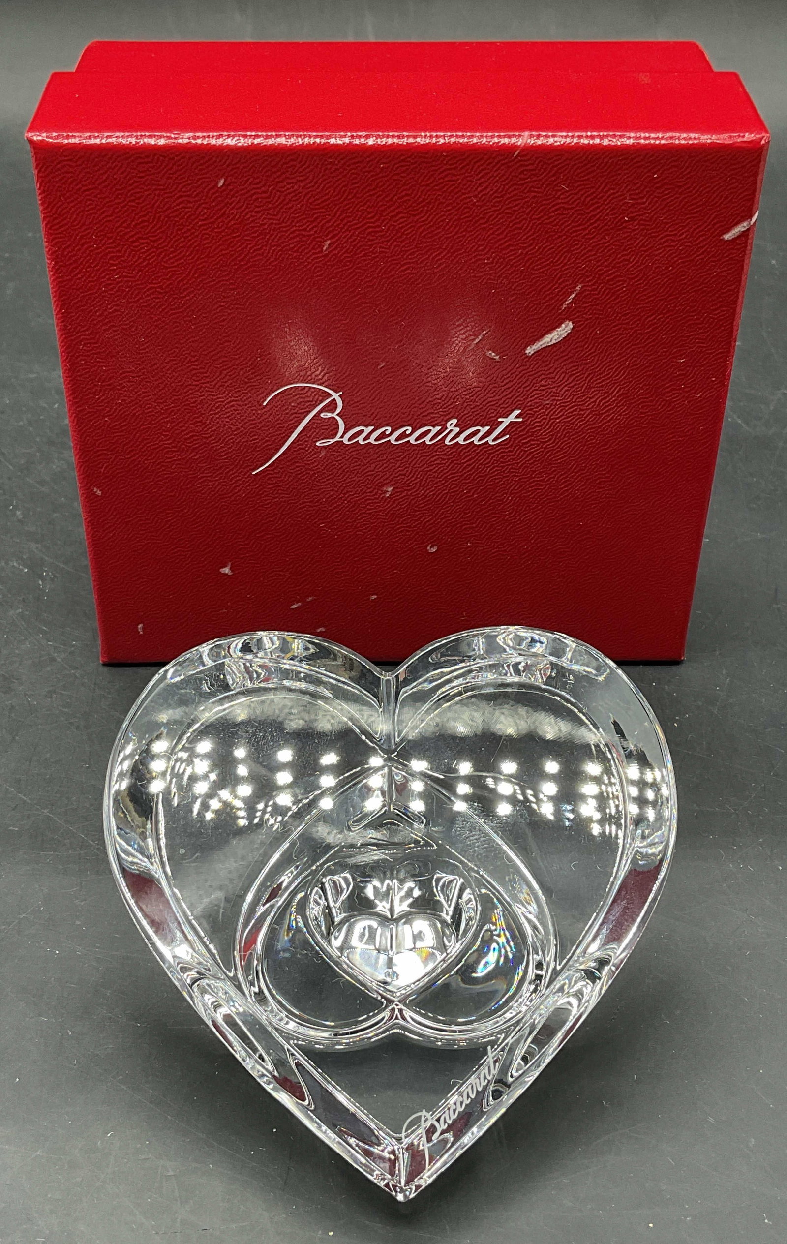 Baccarat Crystal Triple Heart Love Paperweight NIB (1 of 6)