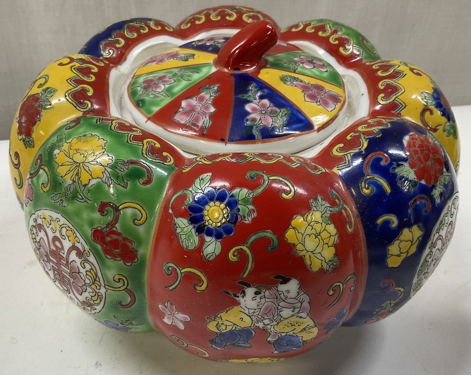 SGND Chinese Porc Famille Rose Design Pumpkin Jar (1 of 8)