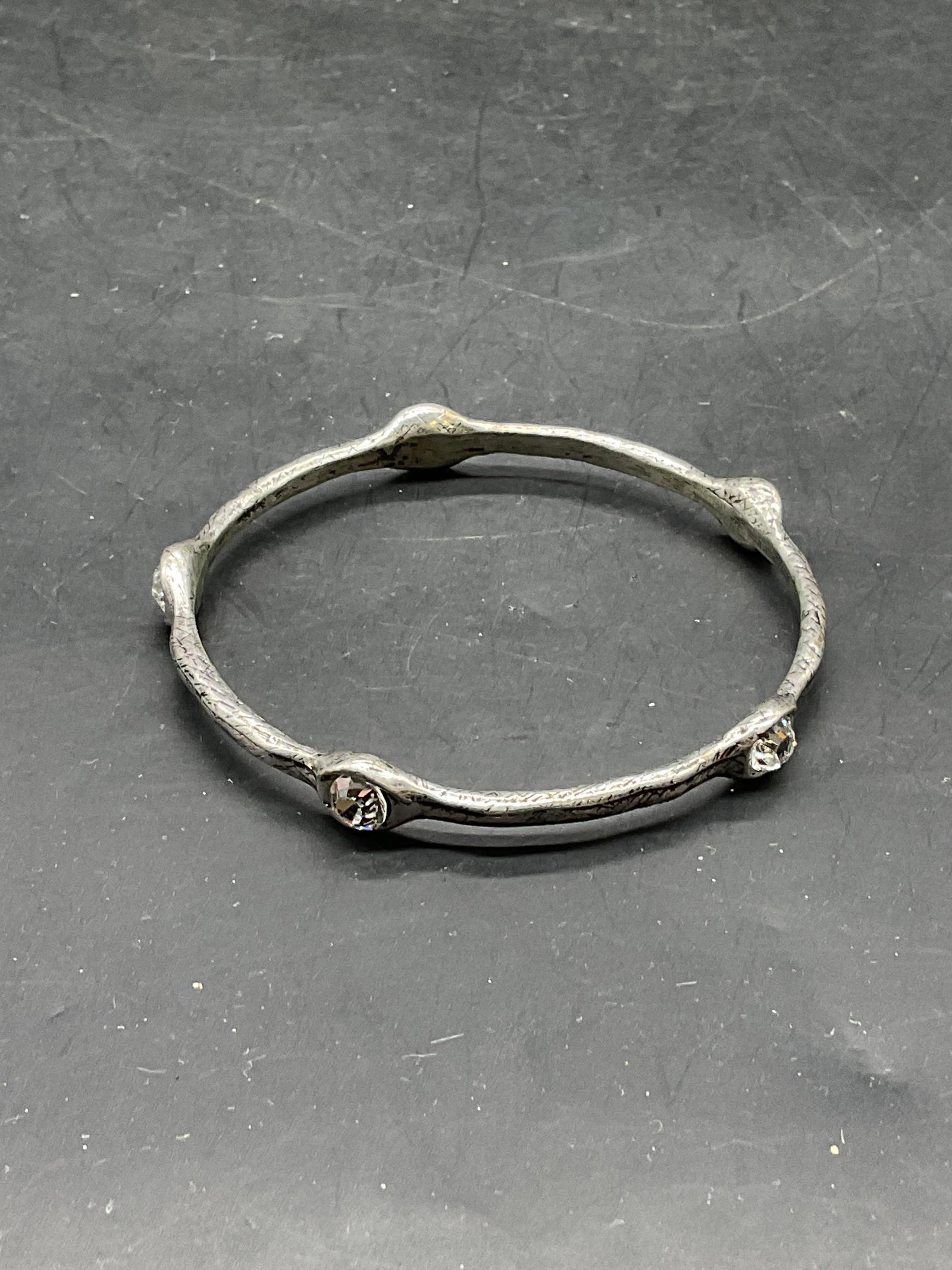 Set 3 Silver Tone Crystal Bangle Bracelets - 2