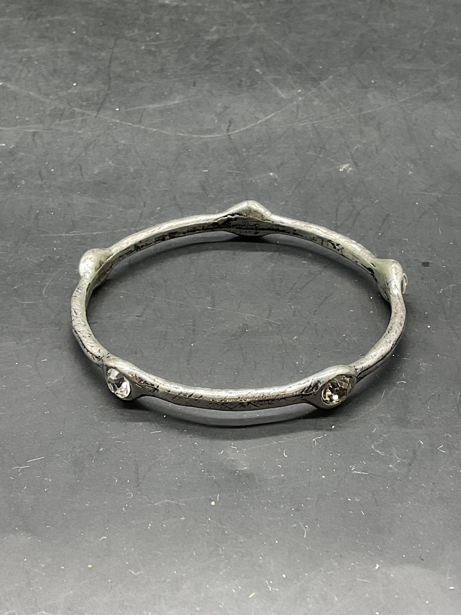 Set 3 Silver Tone Crystal Bangle Bracelets - 4