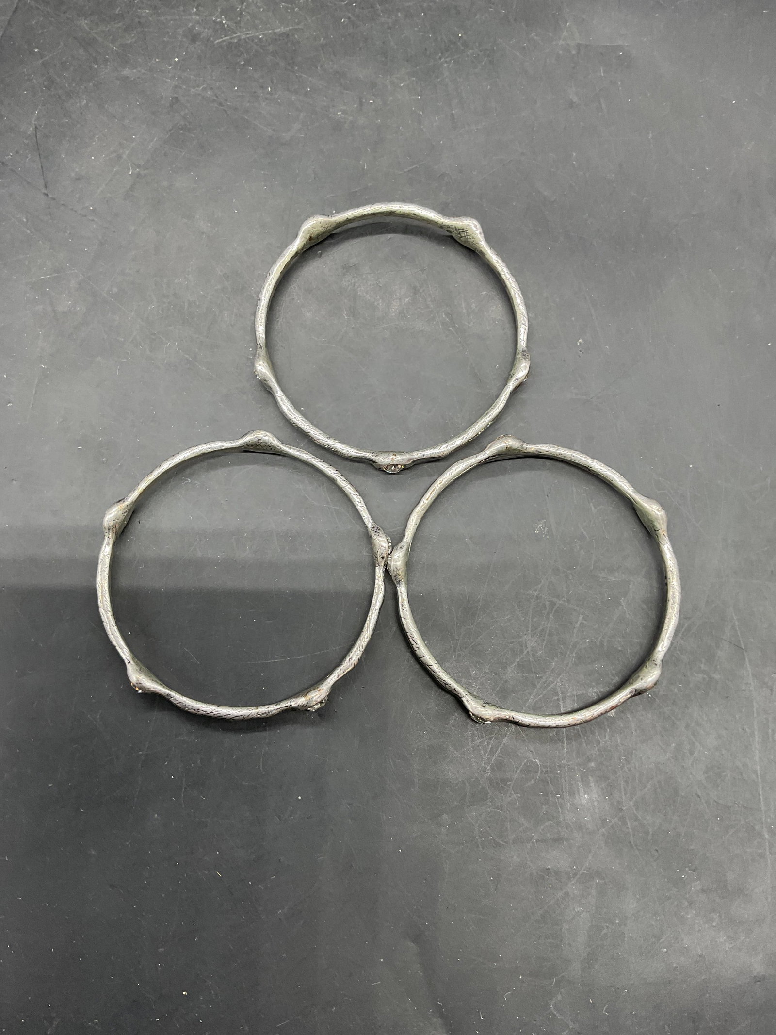 Set 3 Silver Tone Crystal Bangle Bracelets - 5