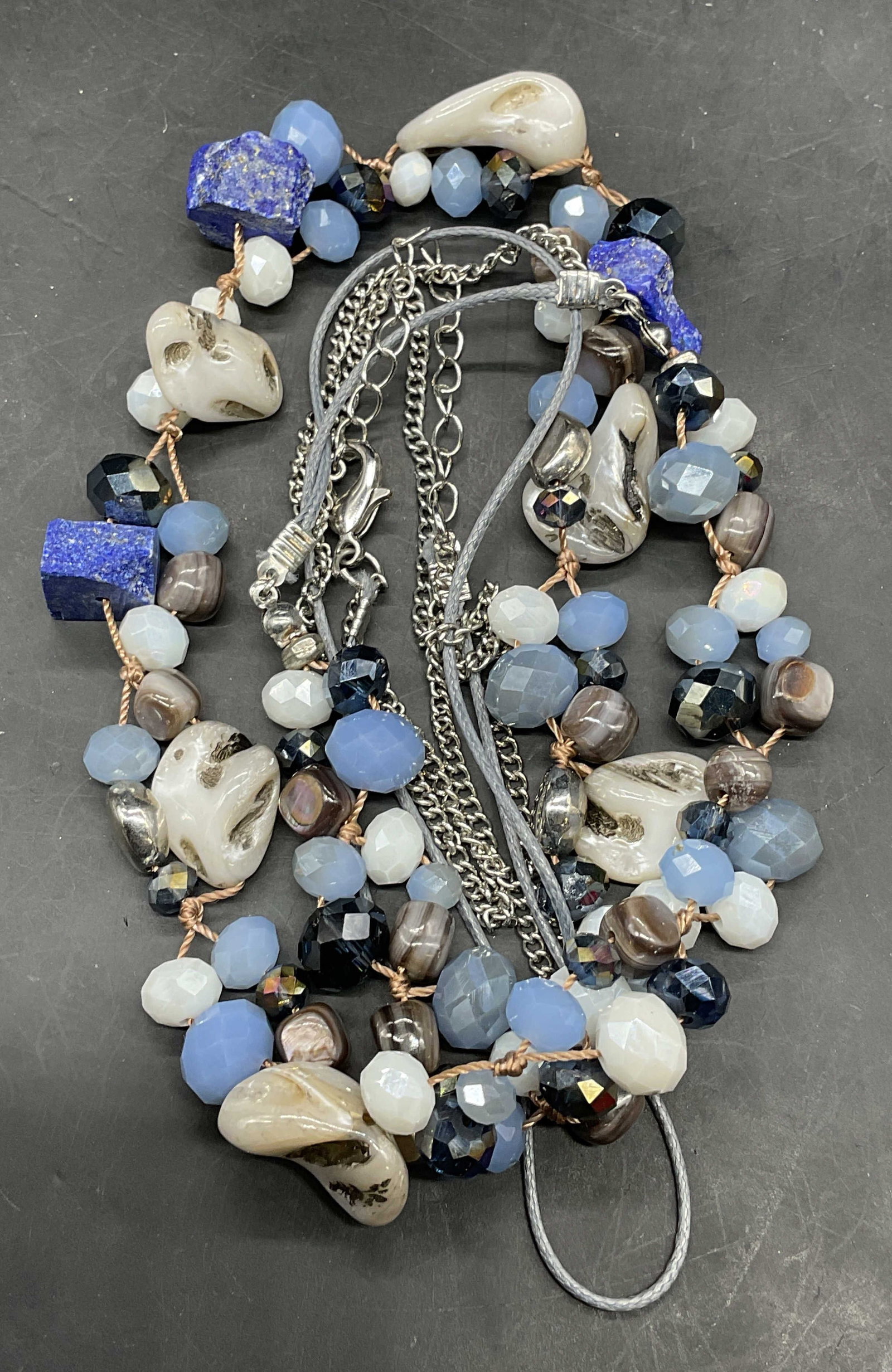 Lapis Lazuli & Crystal Beaded Necklace (1 of 7)