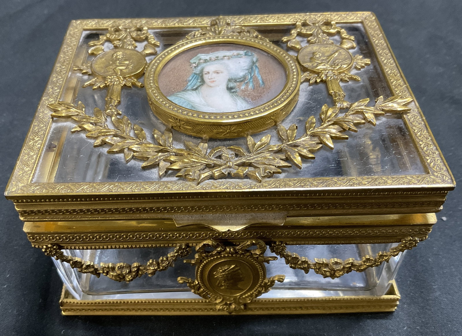 ANTQ French Gilt-Metal & Glass Jewelry Casket (1 of 9)