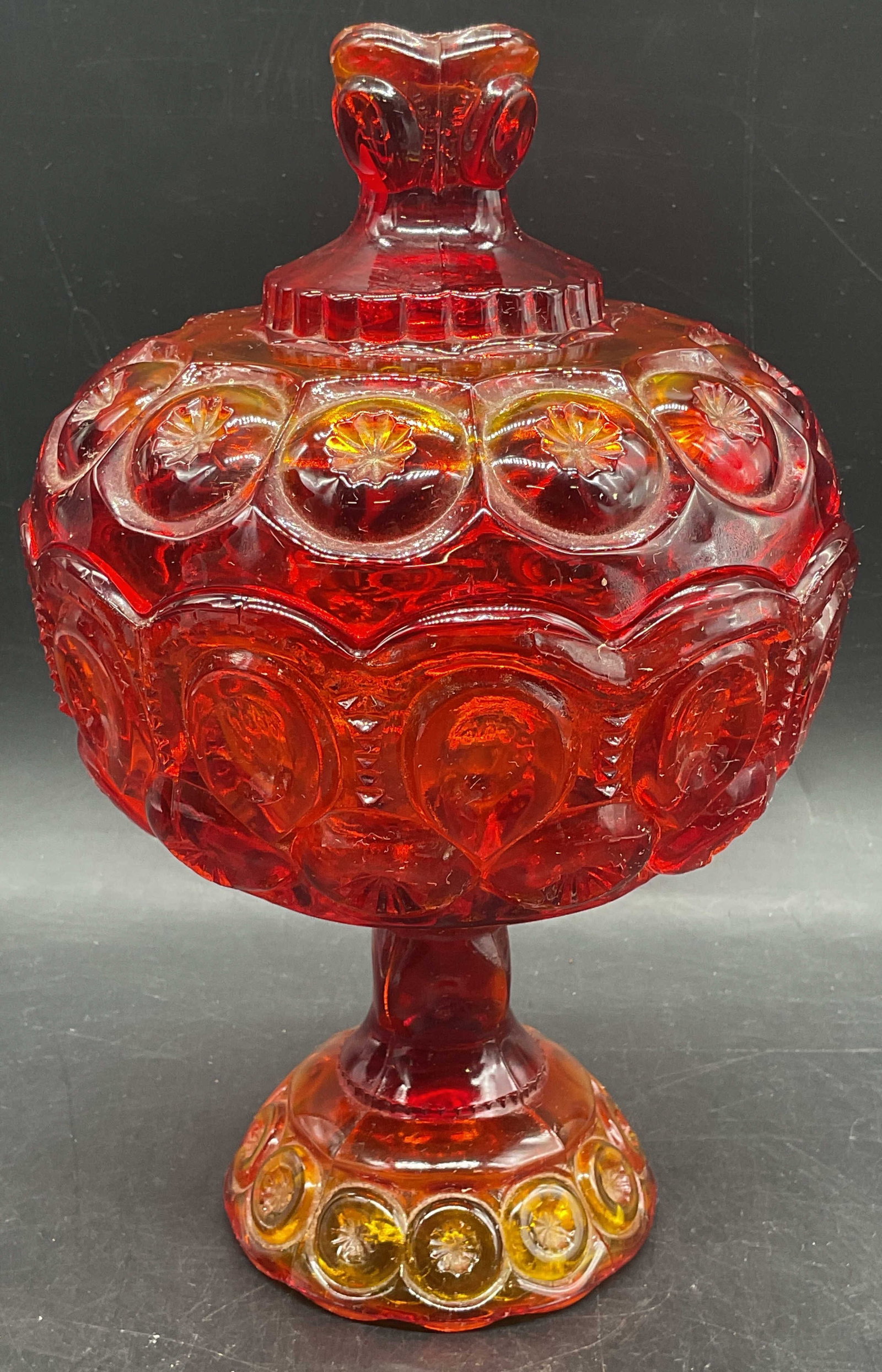 LE Smith Amberina Moon & Stars Glass Compote (1 of 6)