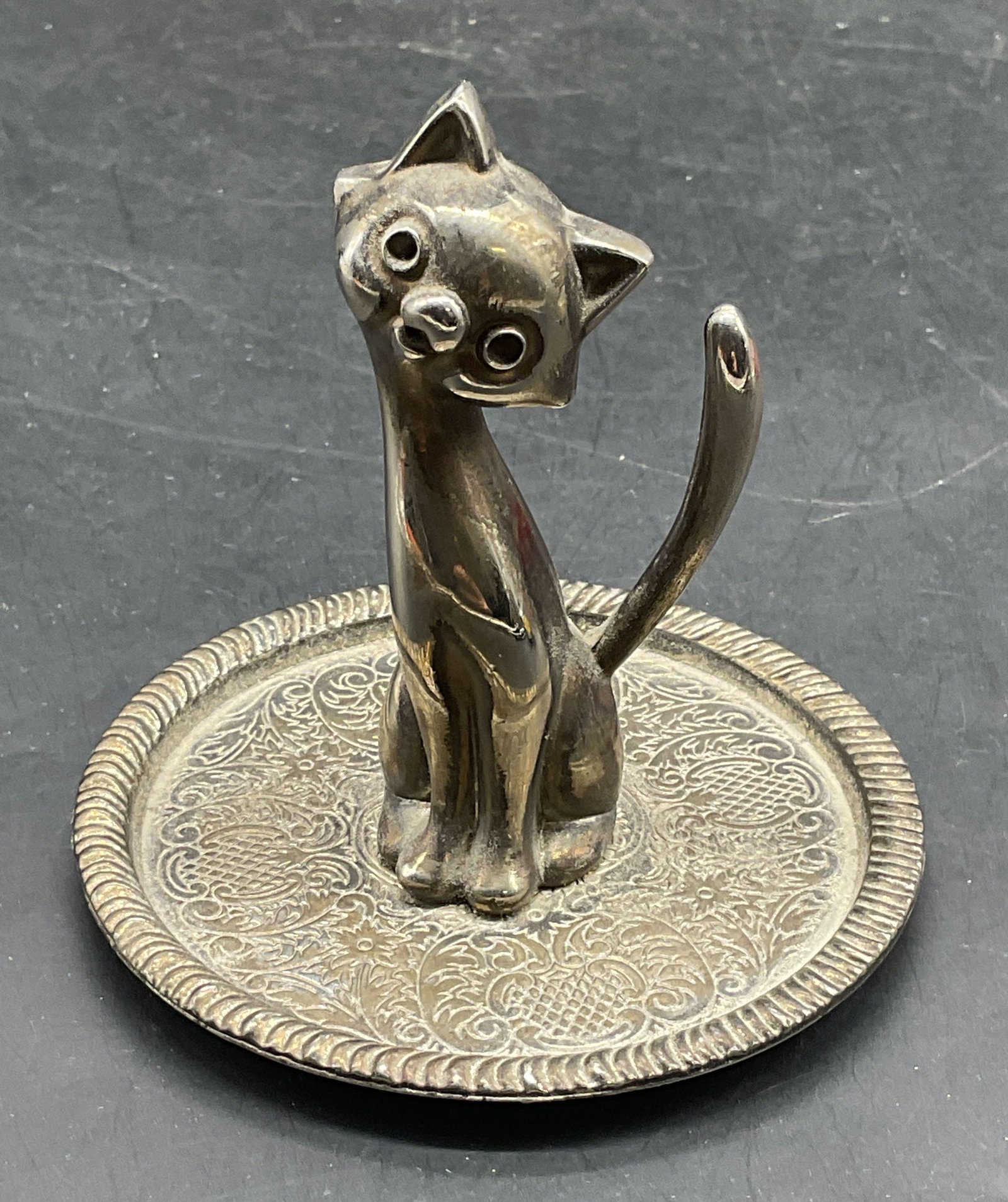 Vintage Silver Plated Cat Jewelry Tray (1 of 6)