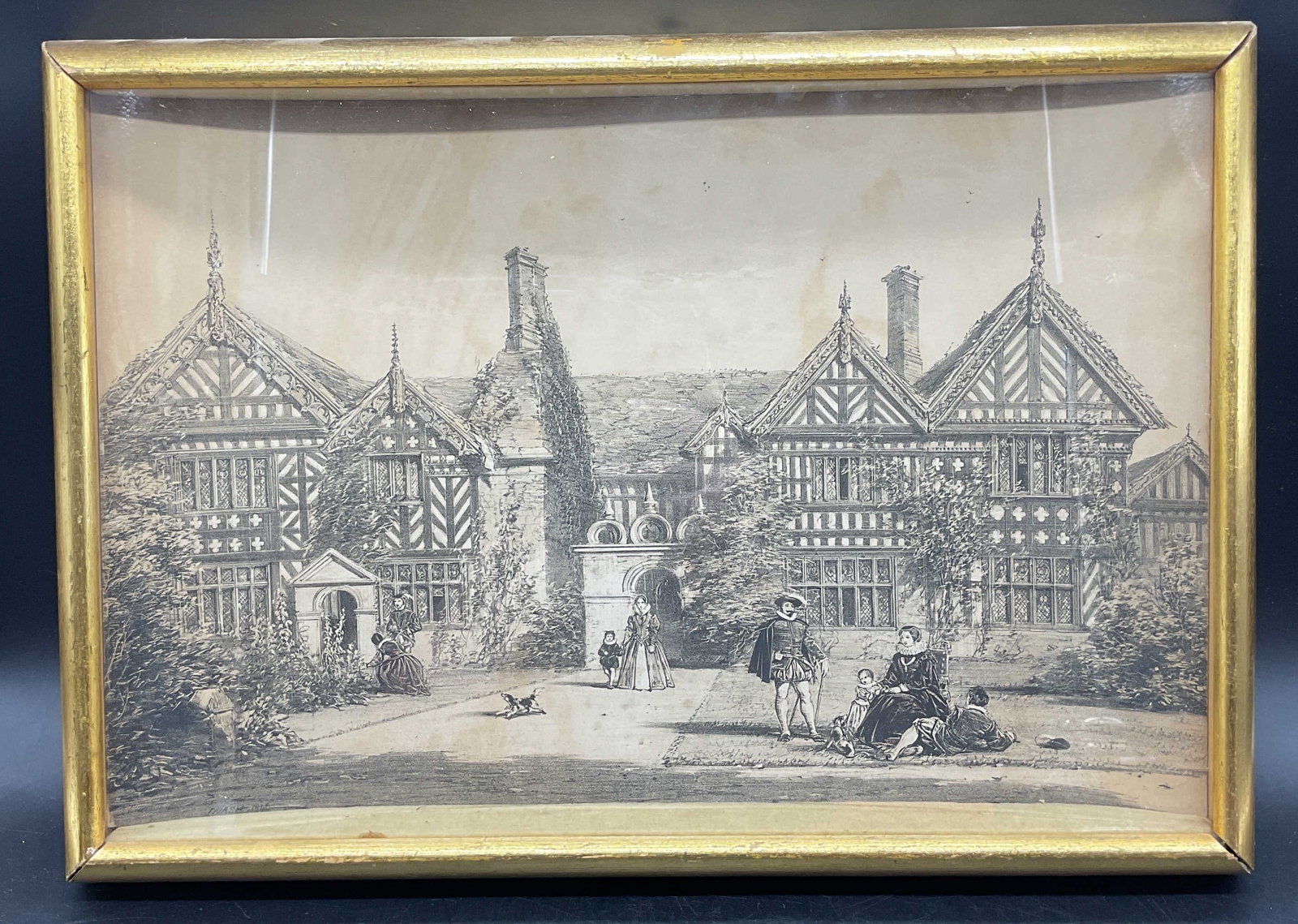 Antique Framed After Nash Speke Hall Lithograph (1 of 6)