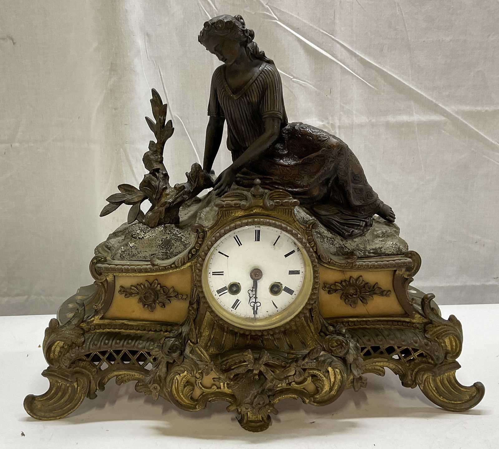 ANTQ French-Style Figural Mantel Clock (1 of 10)