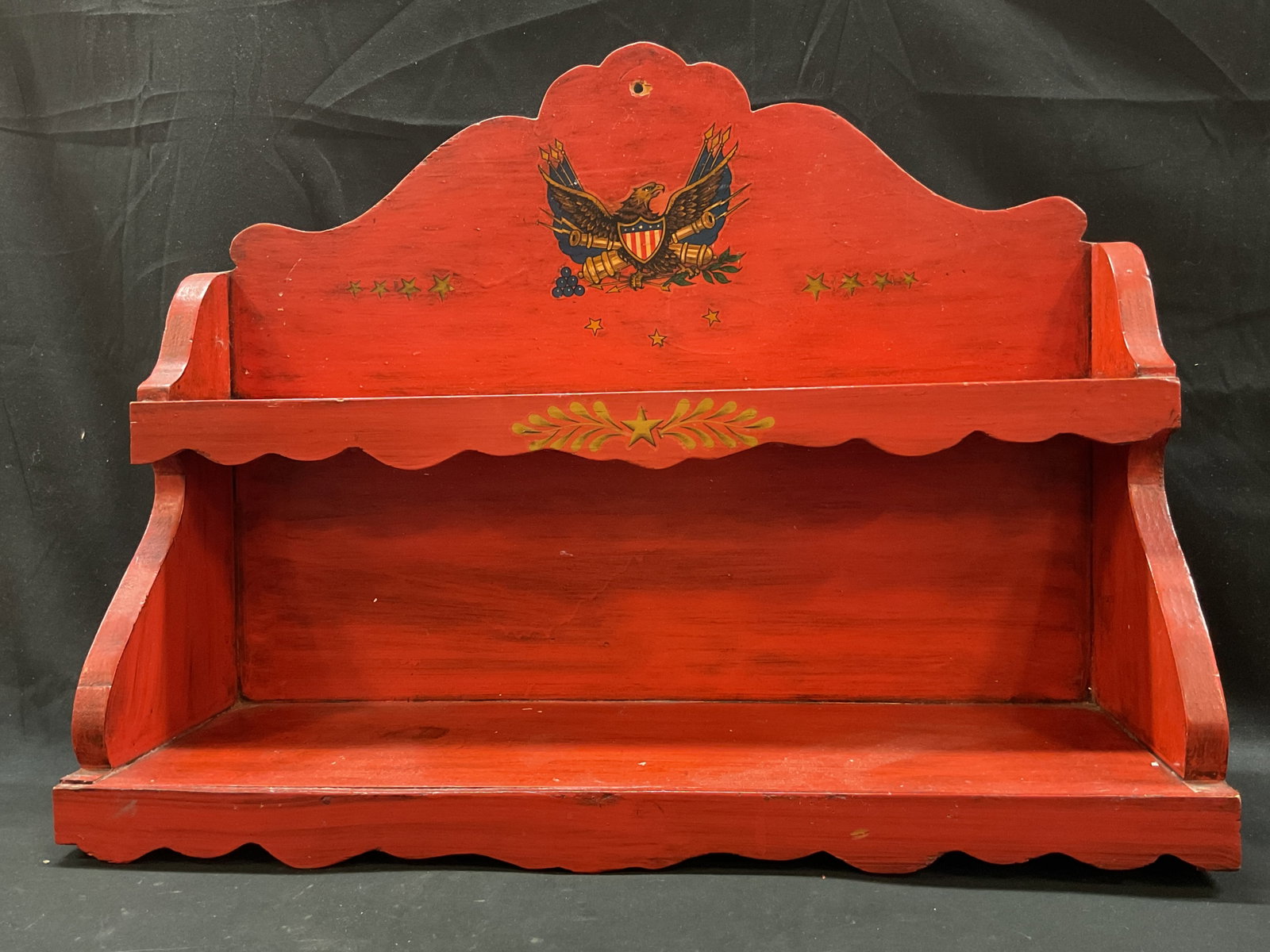 Vintage Wooden Folk Art Style Wall Shelf (1 of 9)