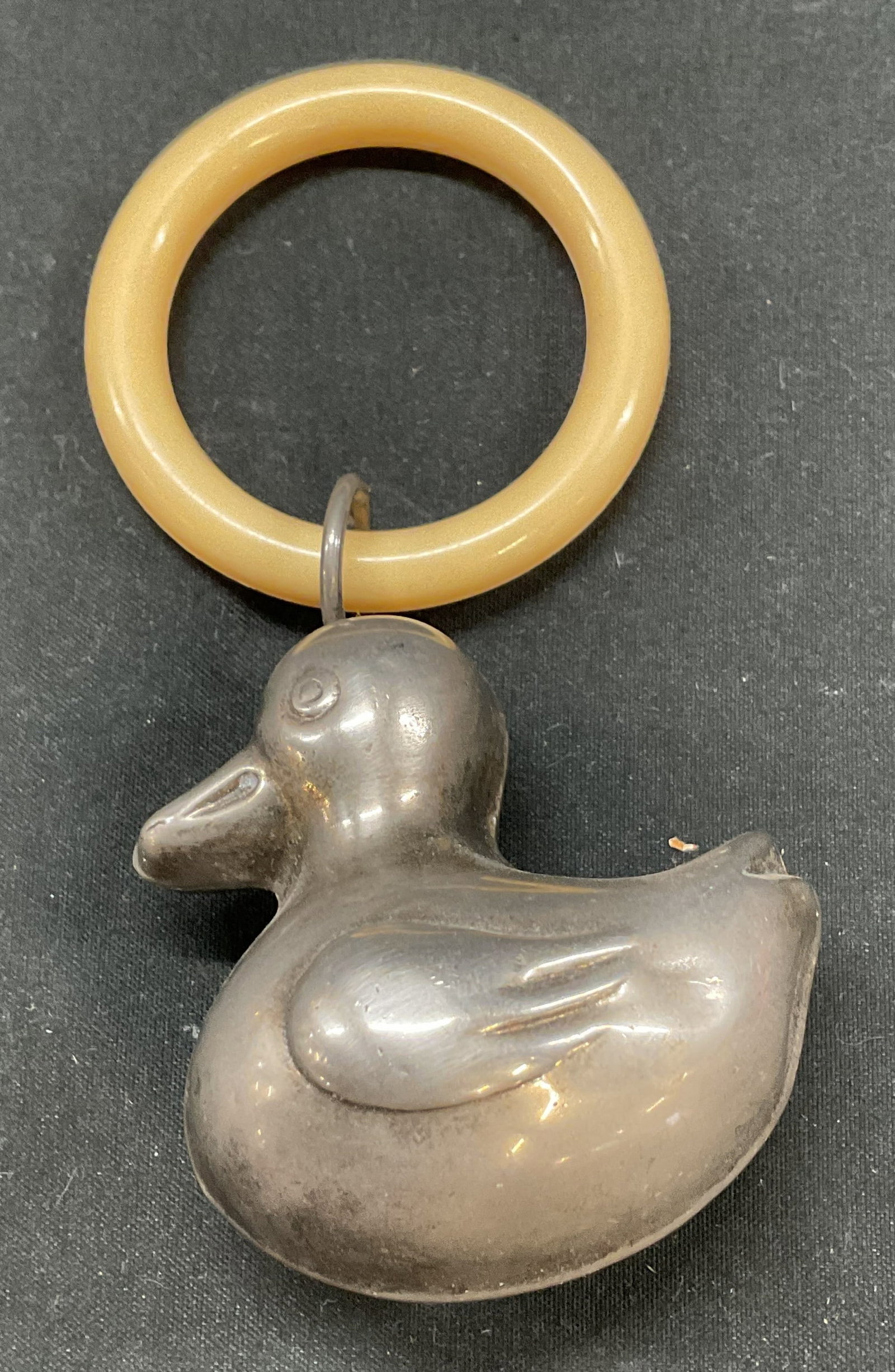 Vintage Silver Plated Duck Baby Rattle (1 of 6)