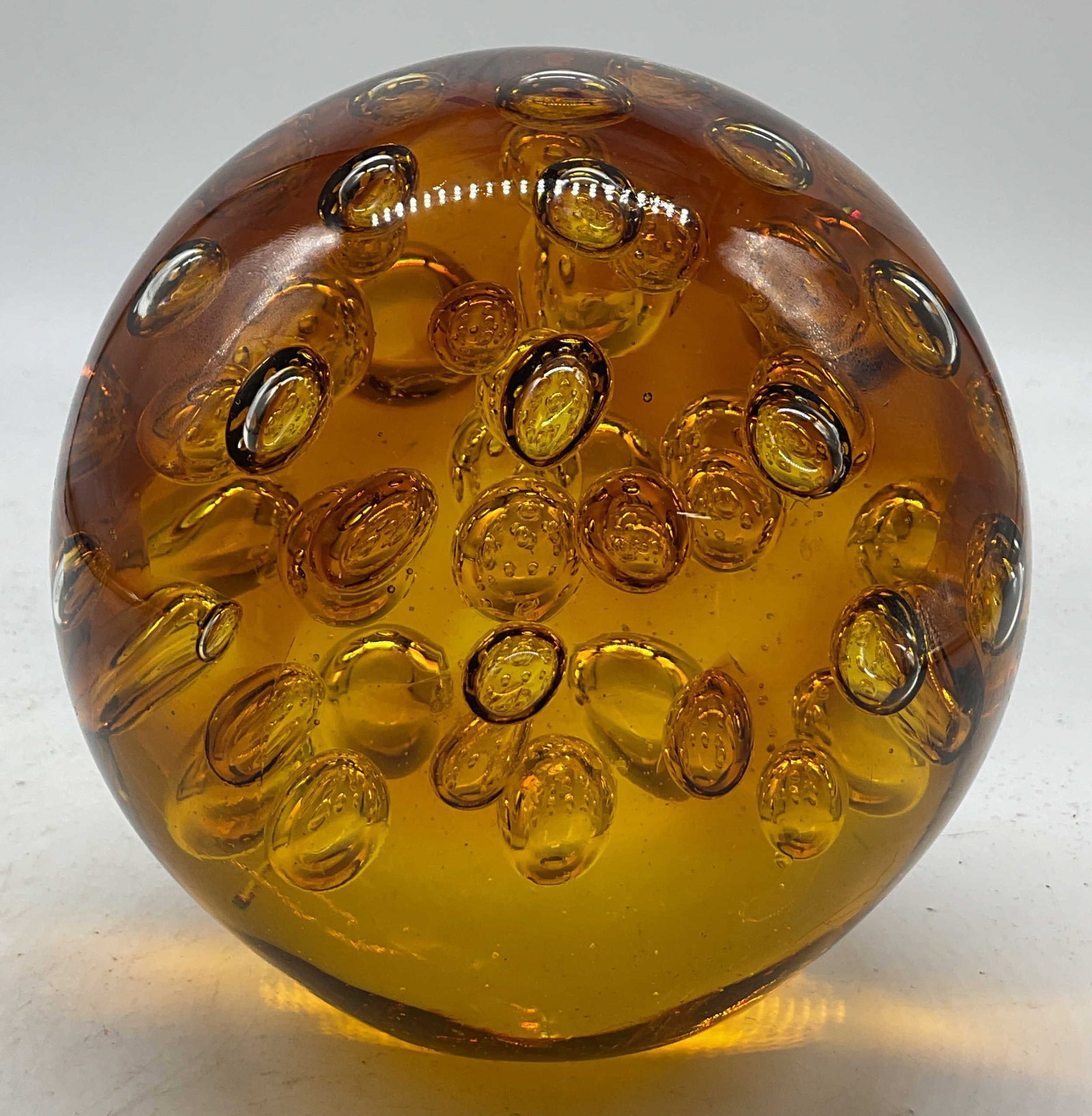 Three Hands Corp Amber Art Glass Paperweight (1 of 6)