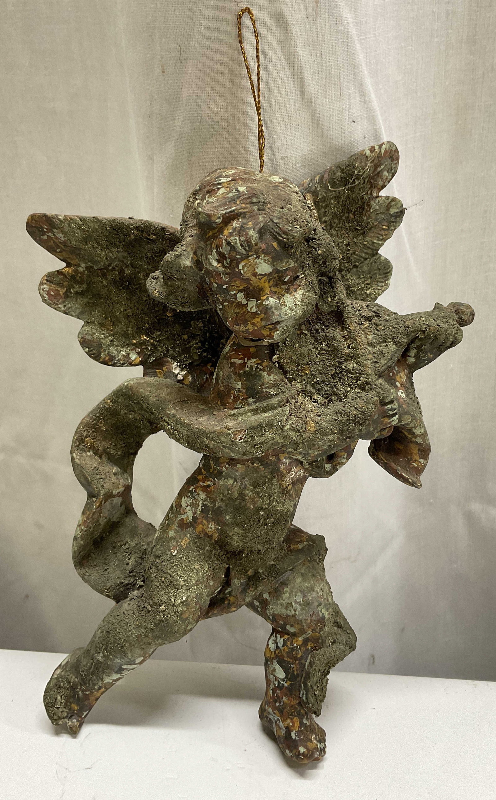 Vintage Weathered Chalkware Cherub Ornament (1 of 7)