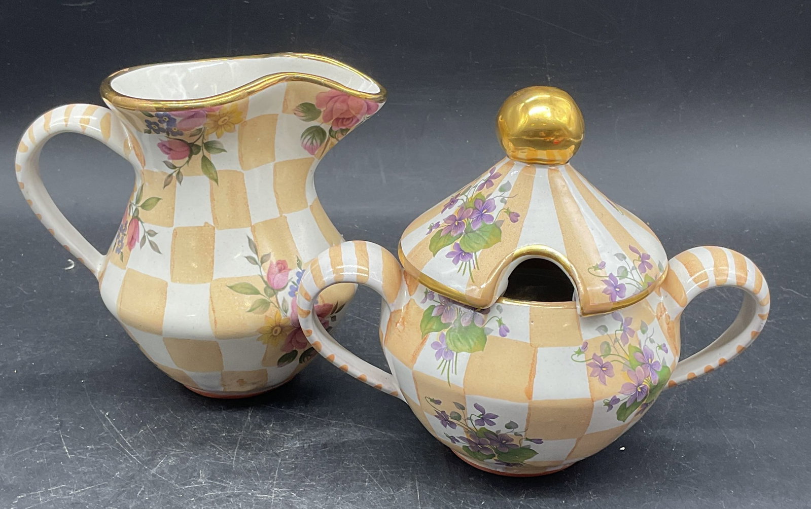 Mackenzie Childs Marmalade Creamer & Sugar Bowl (1 of 7)