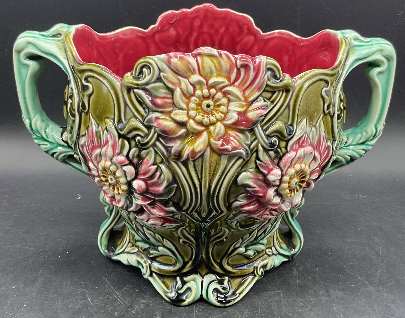 Antq Onnaing French Faience Majolica Planter (1 of 6)