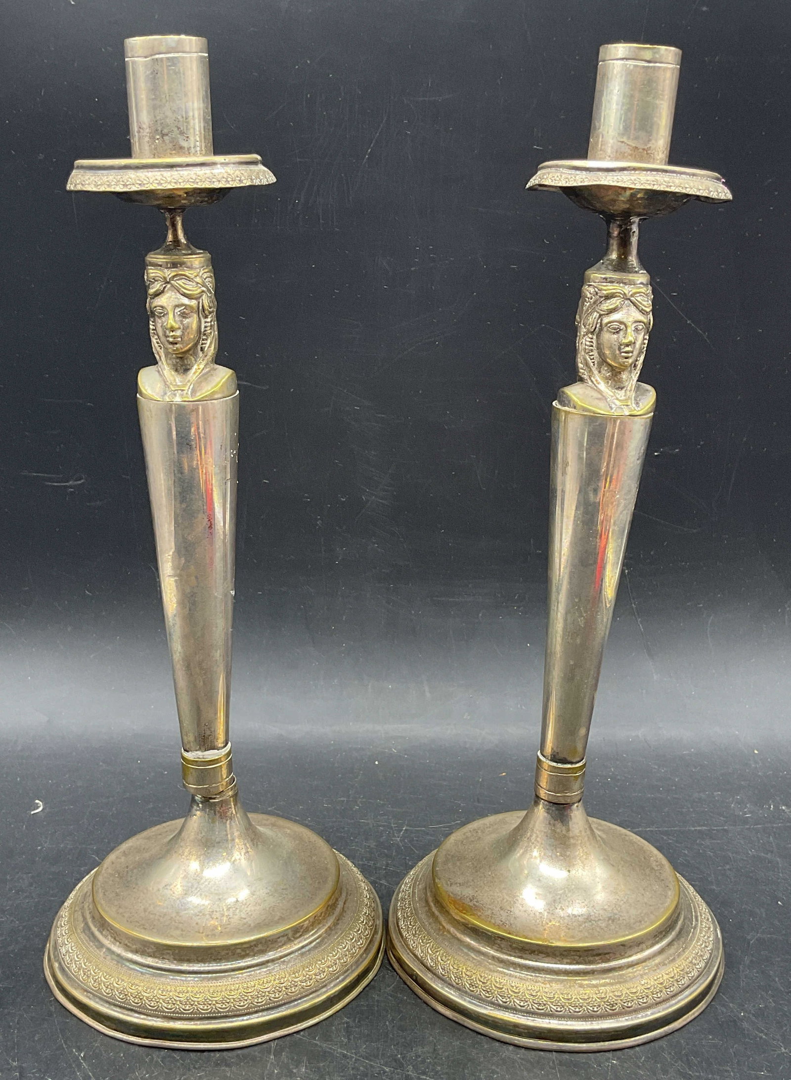 Pair Vintage Figural Silver Plated Candlesticks (1 of 6)
