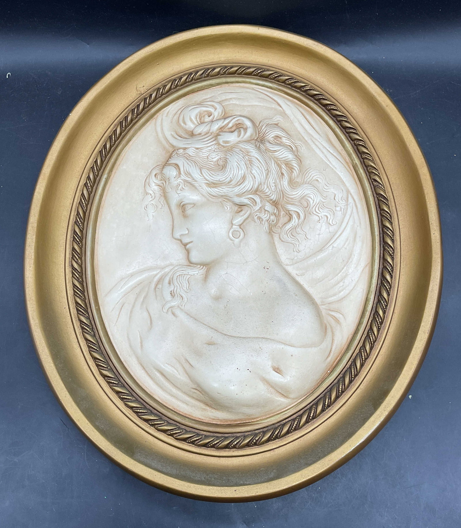 Vintage Gilt Chalkware Woman Bust Plaque (1 of 7)