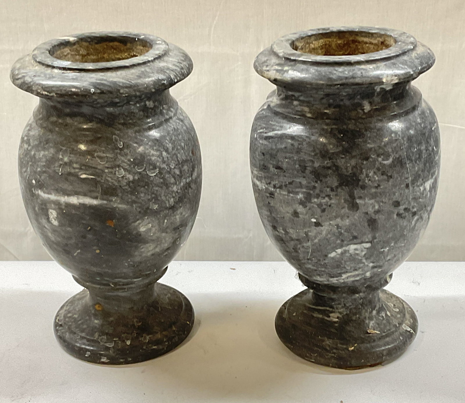 Pair Vintage Carved Grey Marble Planter Vases (1 of 8)
