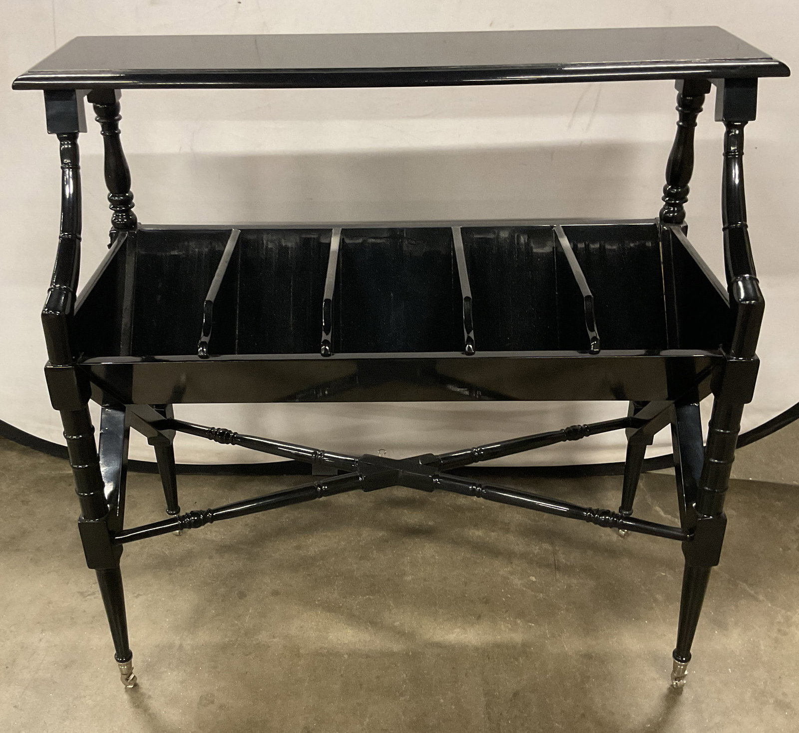 Eichholtz Black Lacquer Mahogany Book Rack (1 of 7)