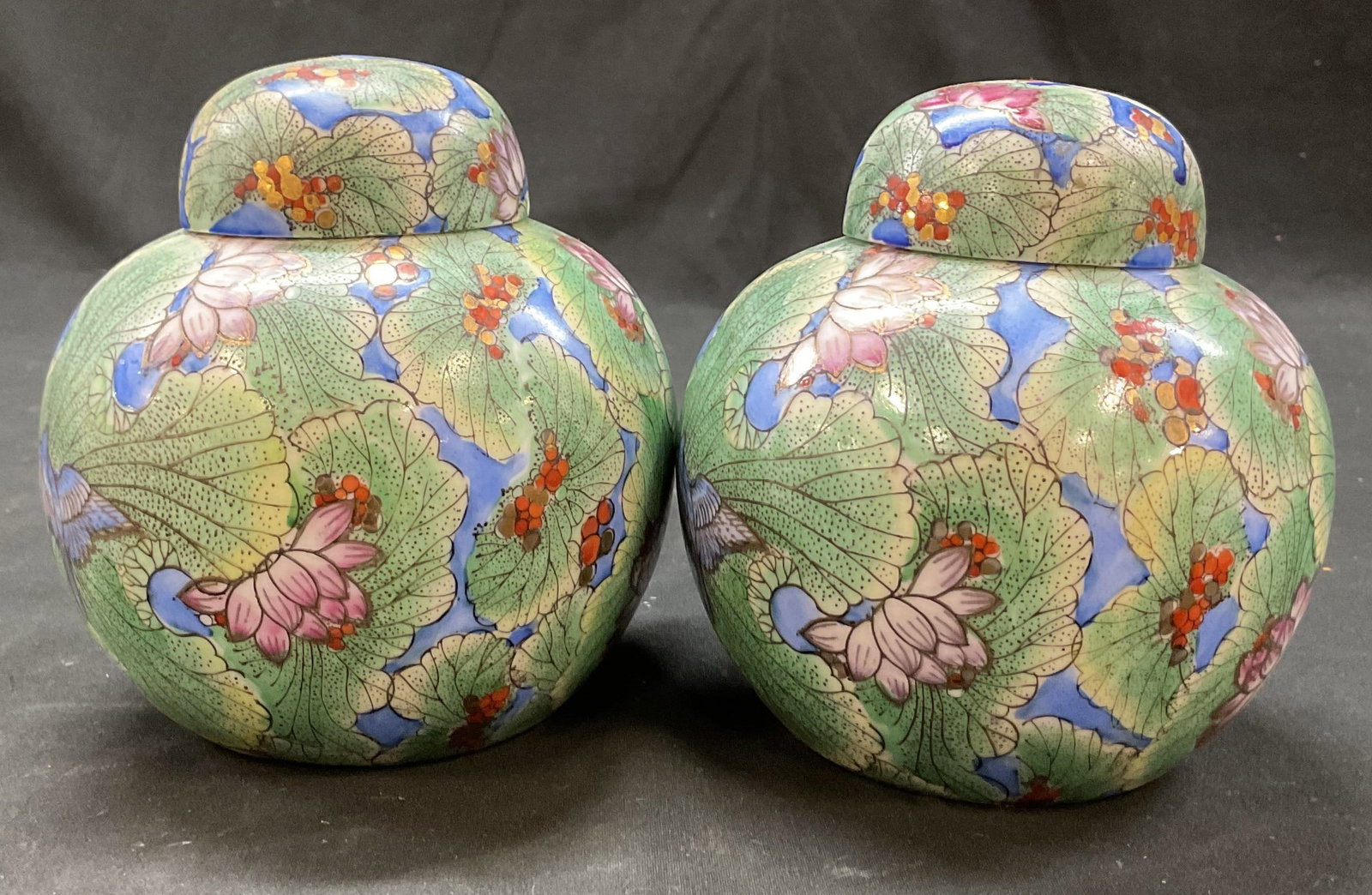 Pair CPC Chinese Porcelain Lidded Ginger Jars (1 of 8)