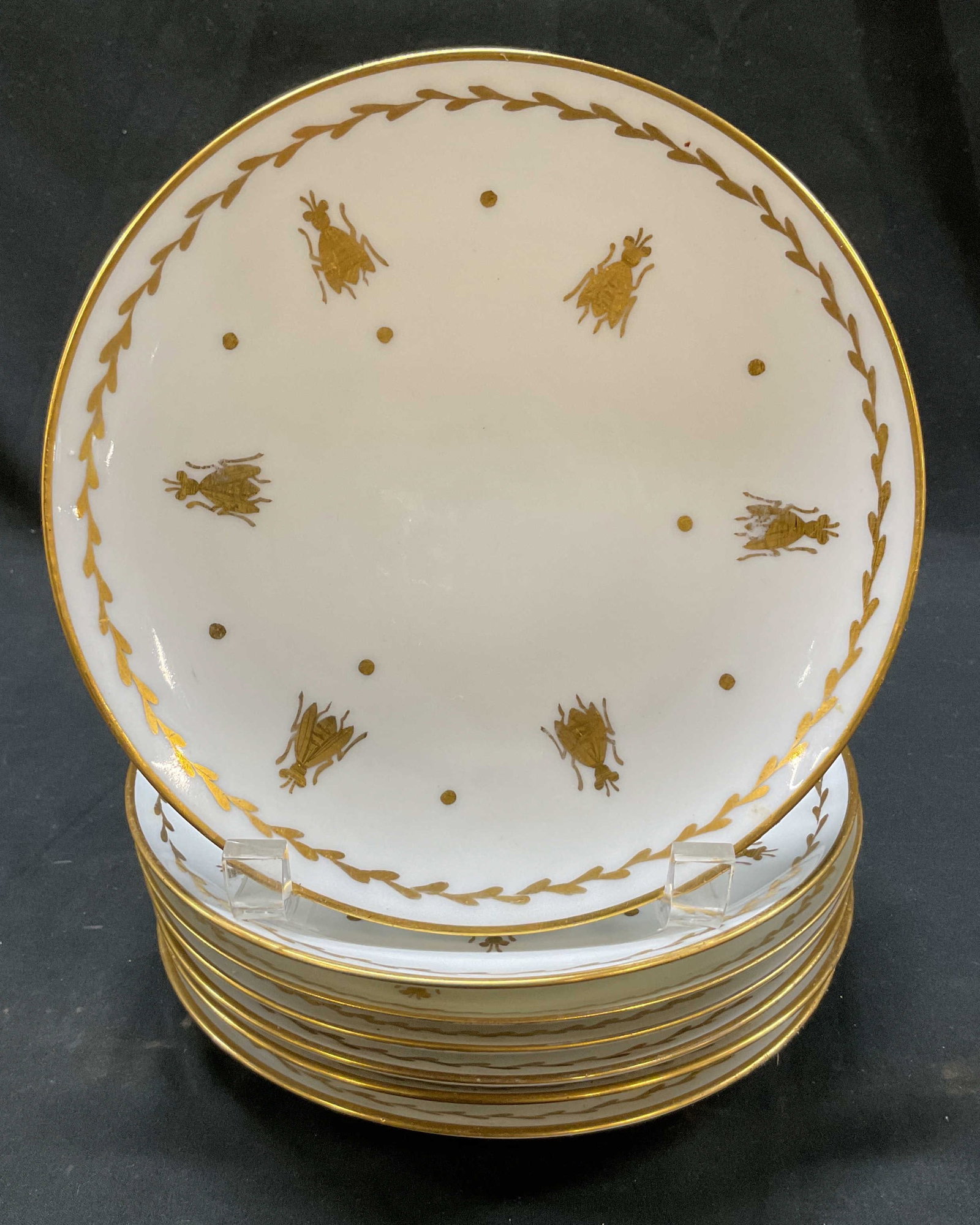 Set 7 Limoges Hand Painted Bee Plates France (1 of 7)