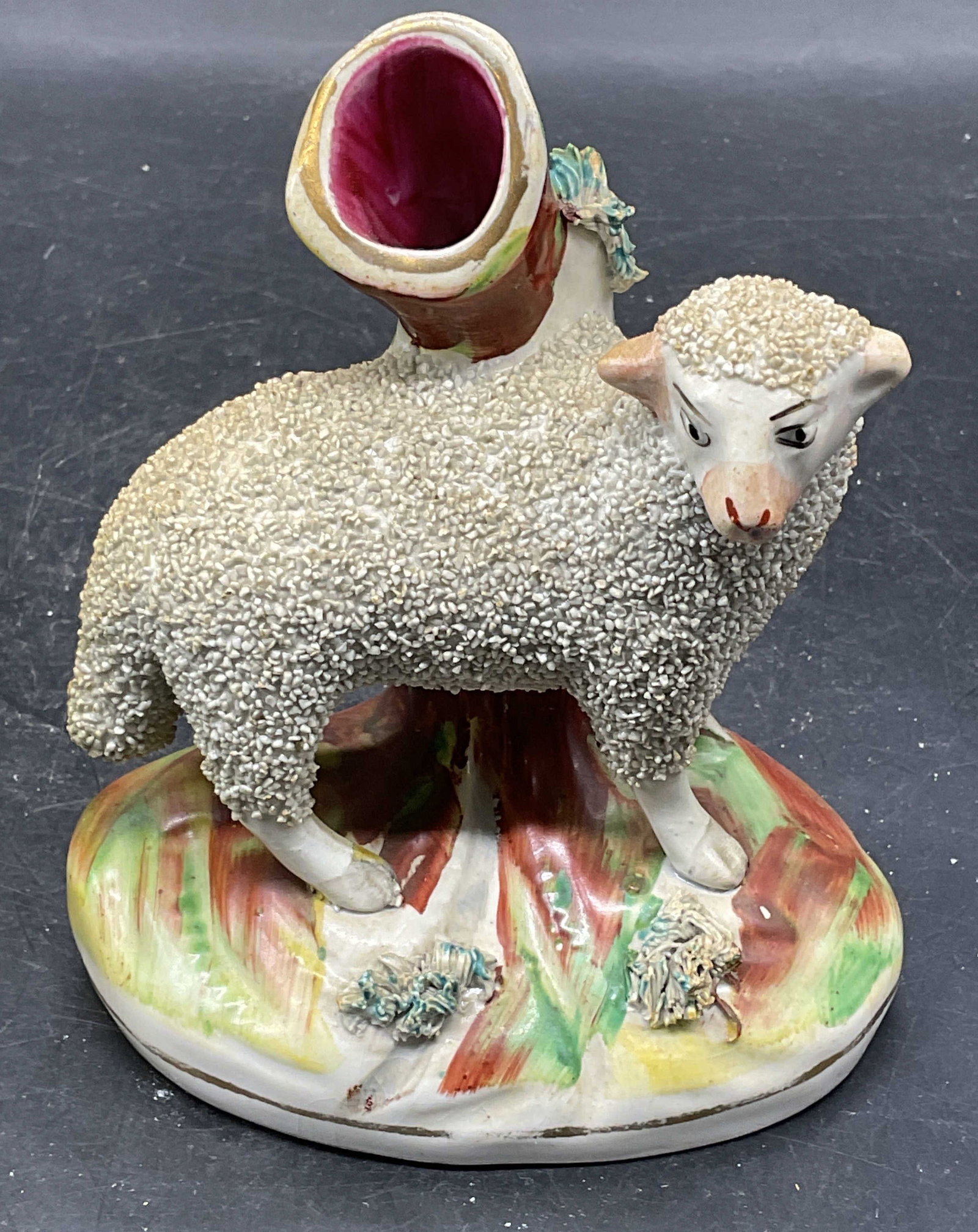 Antique Staffordshire Sheep Spill Porcelain Vase (1 of 6)