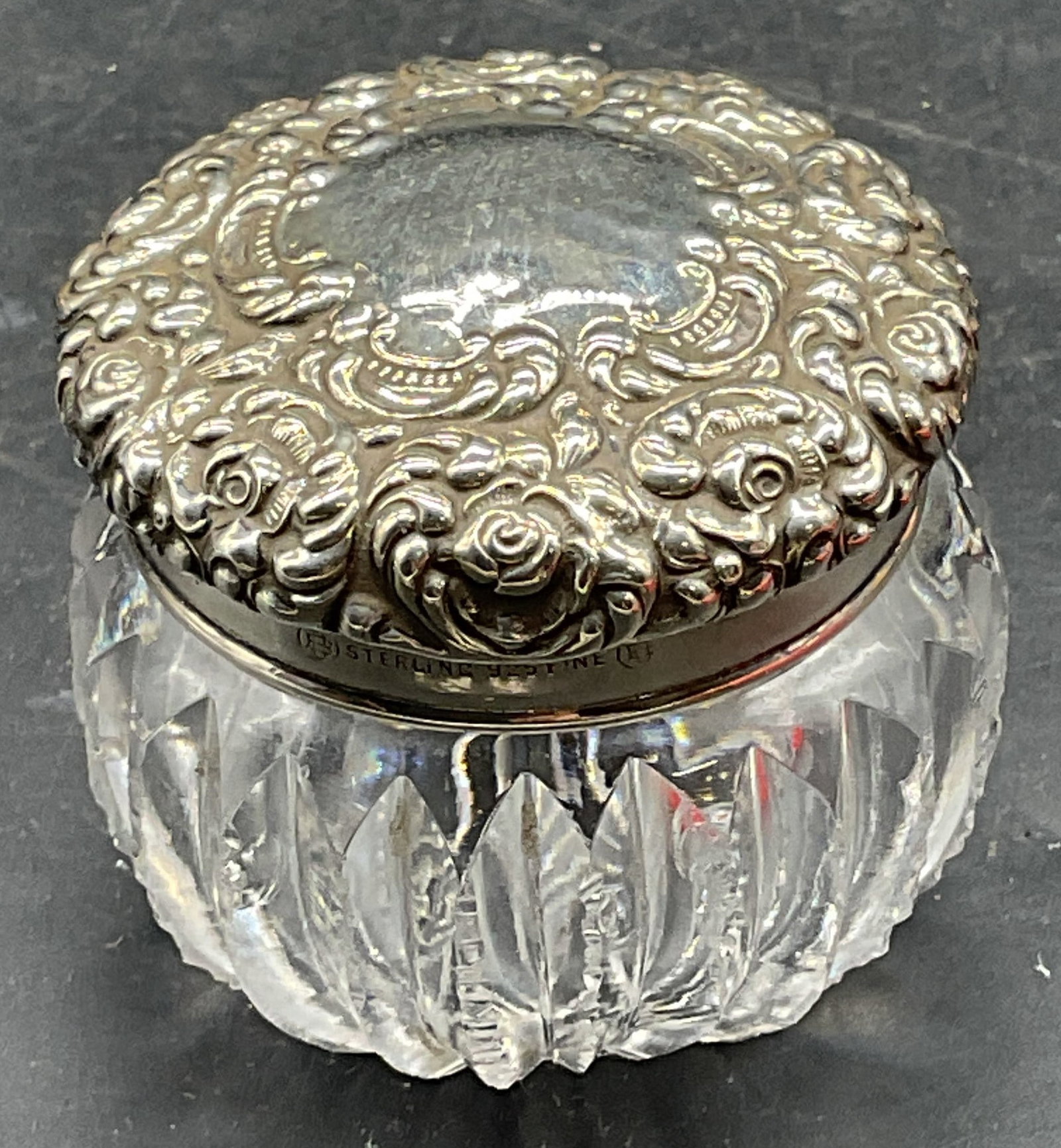 Vintage Sterling Silver Cut Crystal Powder Jar (1 of 7)