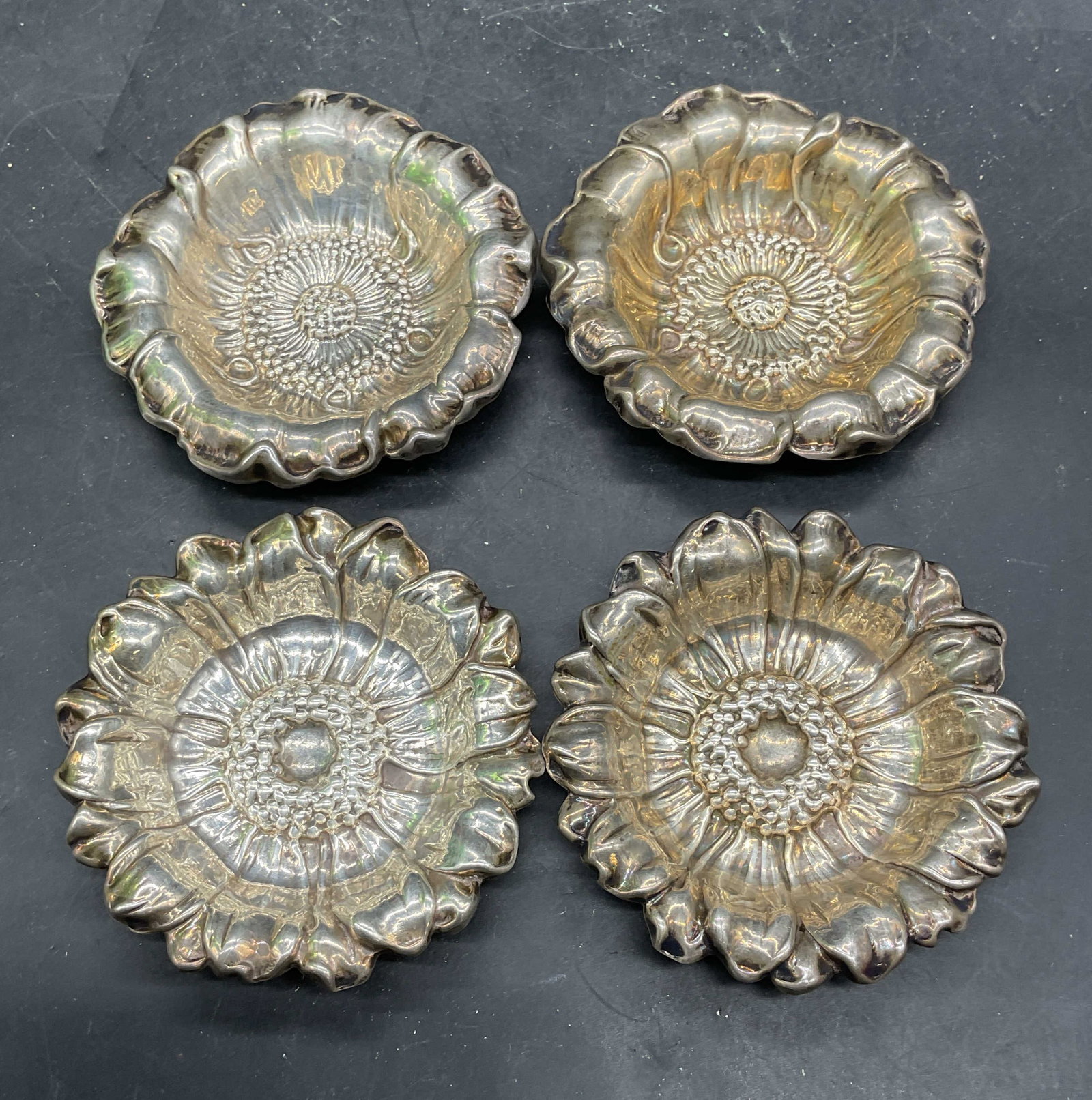 Set 4 Vtg GORHAM Sterling Silver Flower Dishes (1 of 9)