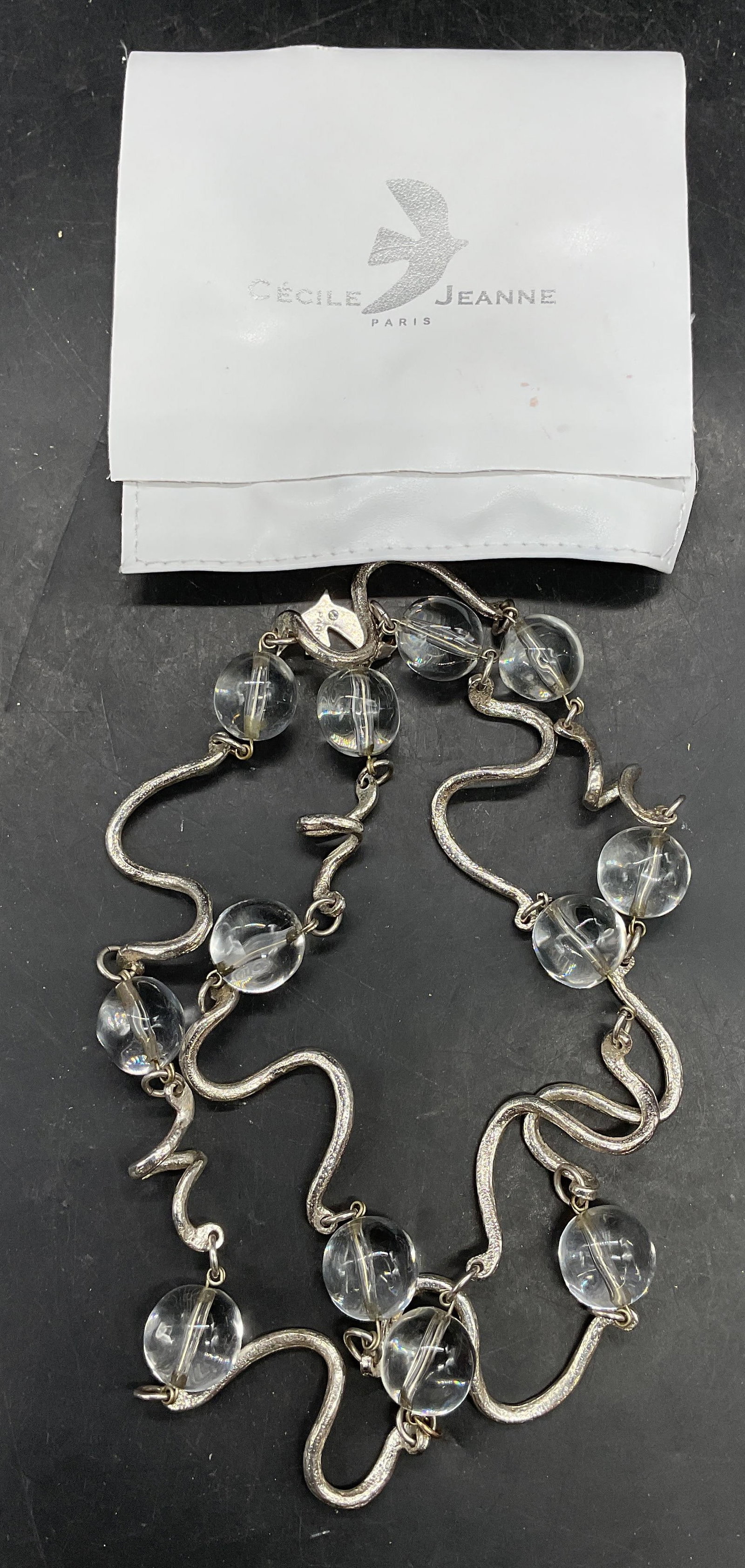 Vtg Cecile Jeanne Paris Wavy Lucite Bead Necklace (1 of 6)