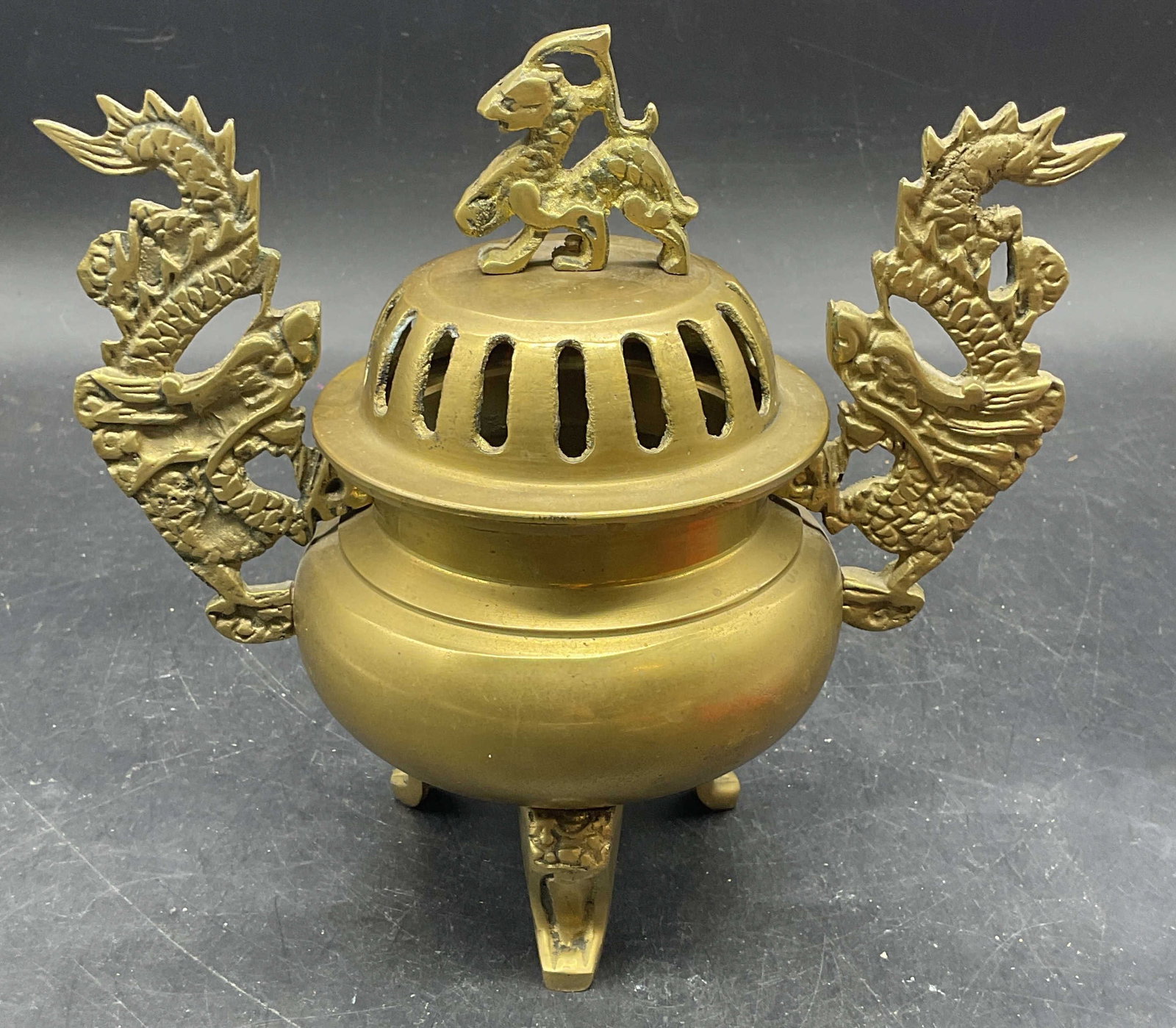 Vintage Asian Brass Dragon Incense Burner (1 of 6)