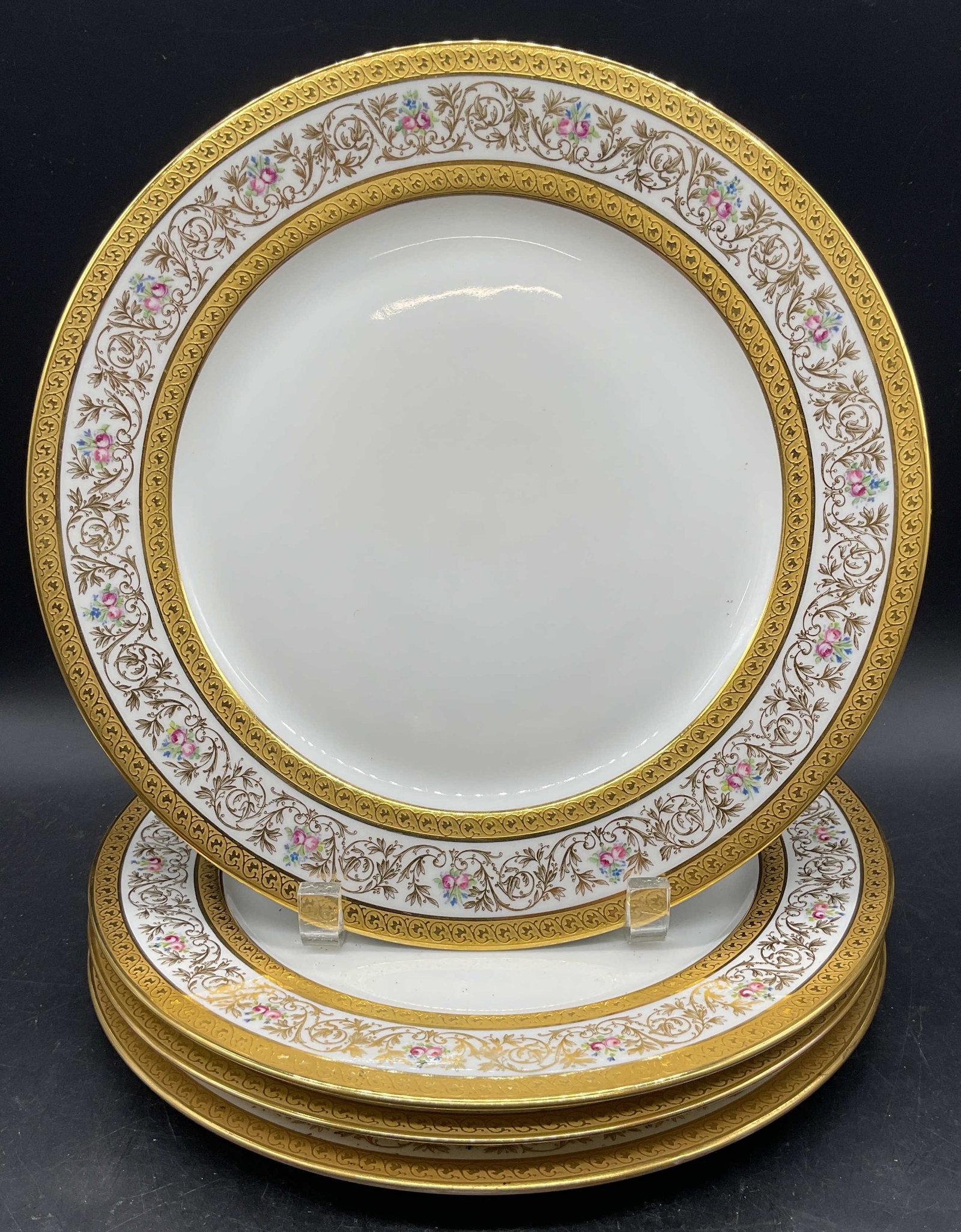 Set4 Guerin Limoges Gilt Floral Porc Plates FRANCE (1 of 6)