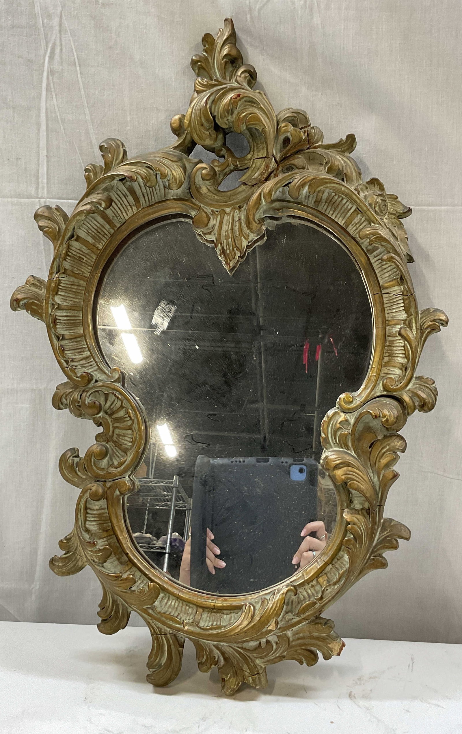Vintage Rococo Style Gilt Wood Wall Mirror 26in (1 of 8)