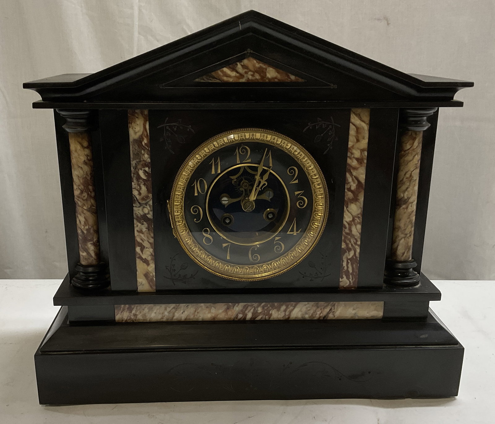 ANTQ Victorian Architectural Slate&Marble Clock (1 of 10)