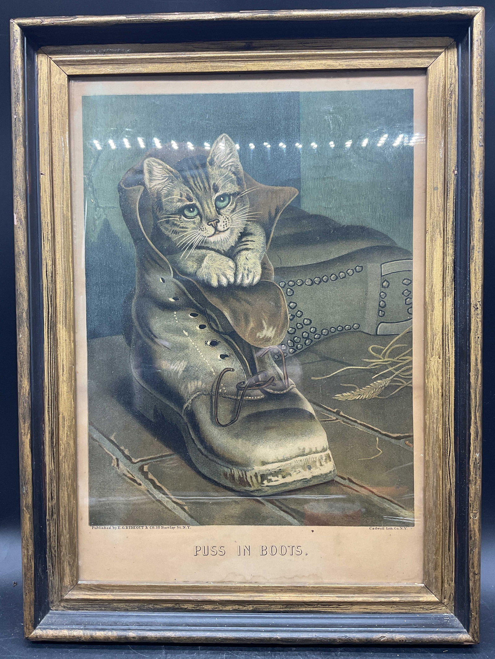 Framed Antique Puss In Boots Lithograph (1 of 6)