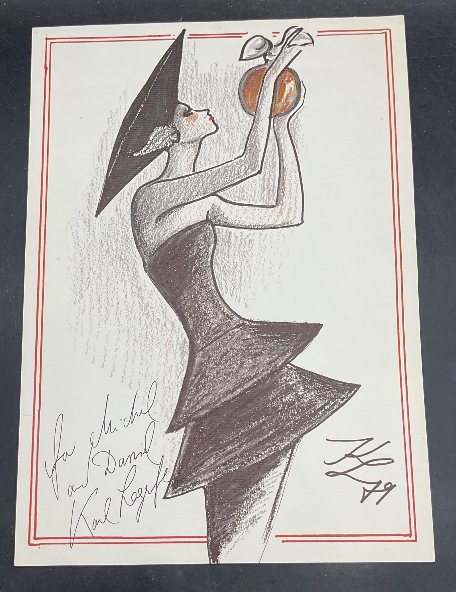 1979 Signed Karl Lagerfeld Fashion Lithograph (1 of 6)