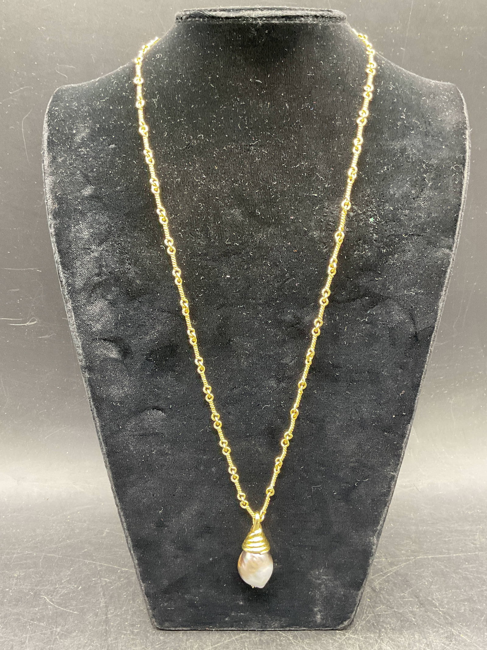 18k Gold Tahitian Pearl Necklace, Italy 34.3 Grams - 2