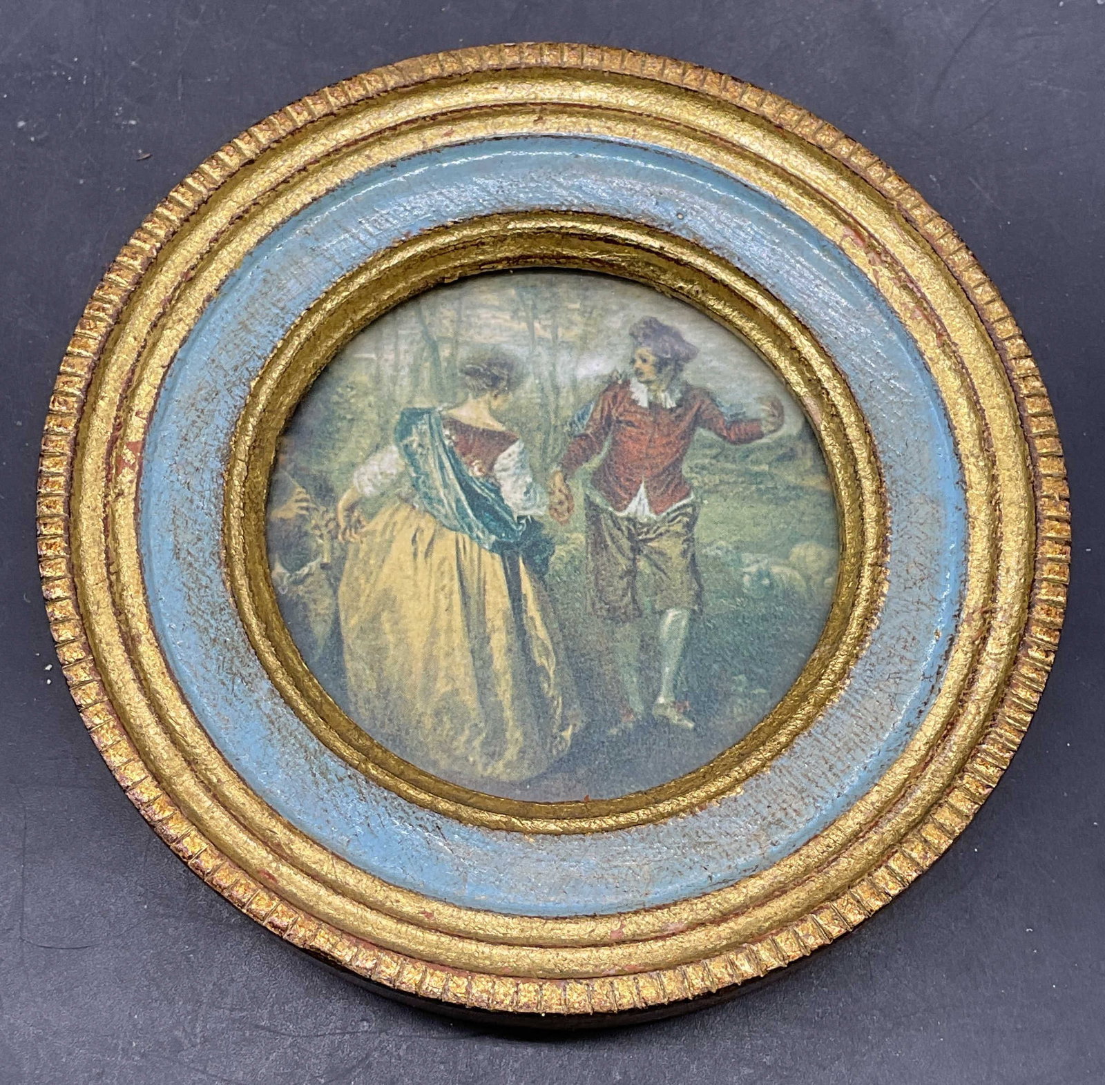 Framed Watteau Pastoral Scene Lithograph, Italy (1 of 6)