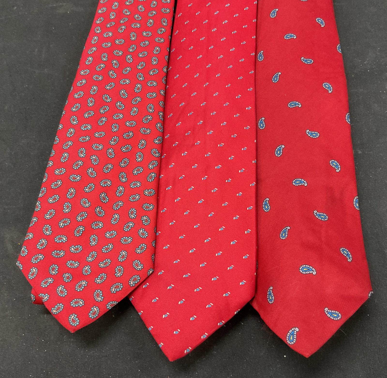 Lot 3 Assorted Red Pattern Silk Neck Ties Italy (1 of 6)
