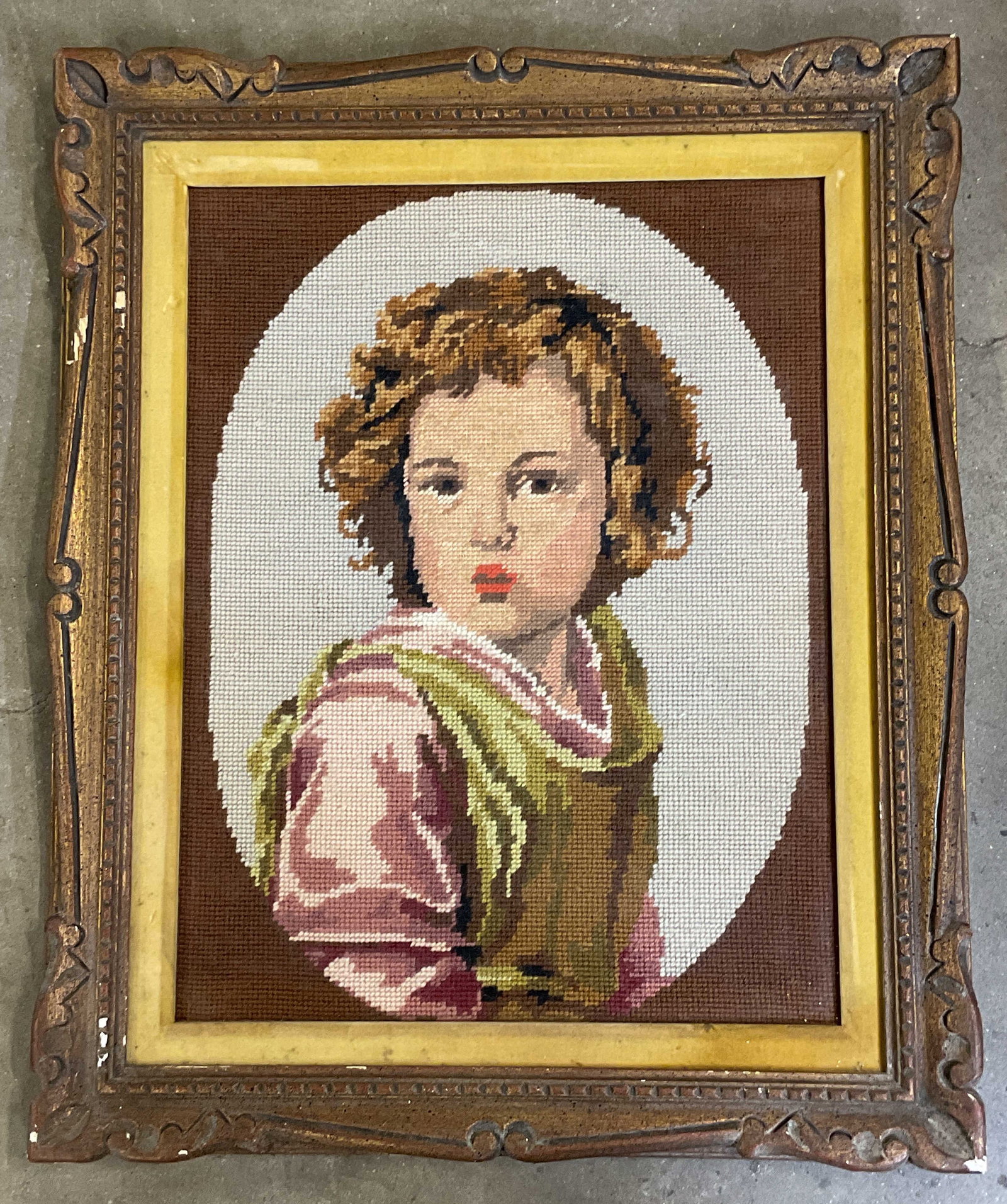 Framed Portrait Child Needlepoint Panel (1 of 6)