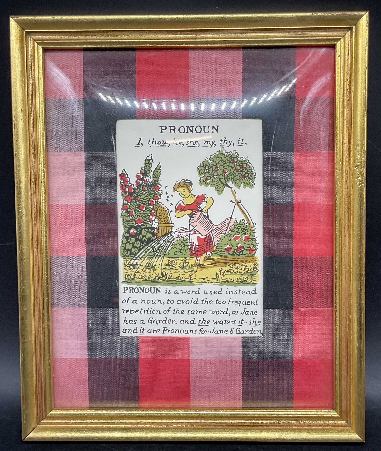 Framed Grammar Pronoun Pastoral Lithograph (1 of 6)