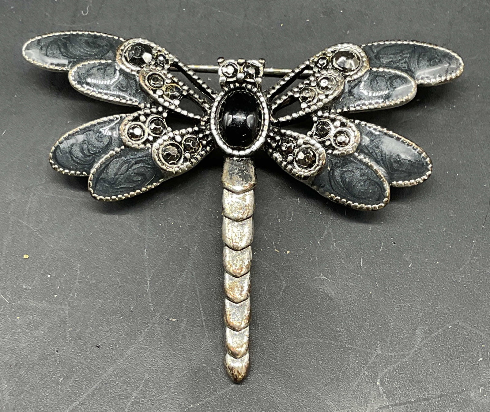 FAF Silver Tone Enamel Crystal Dragonfly Brooch (1 of 6)