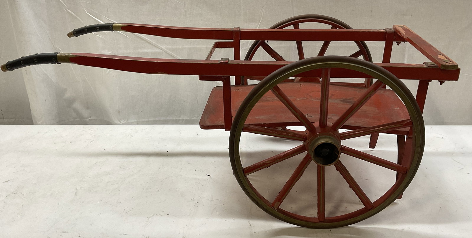 ANTQ Red Wooden Wagon Cart SPAIN 34in (1 of 10)
