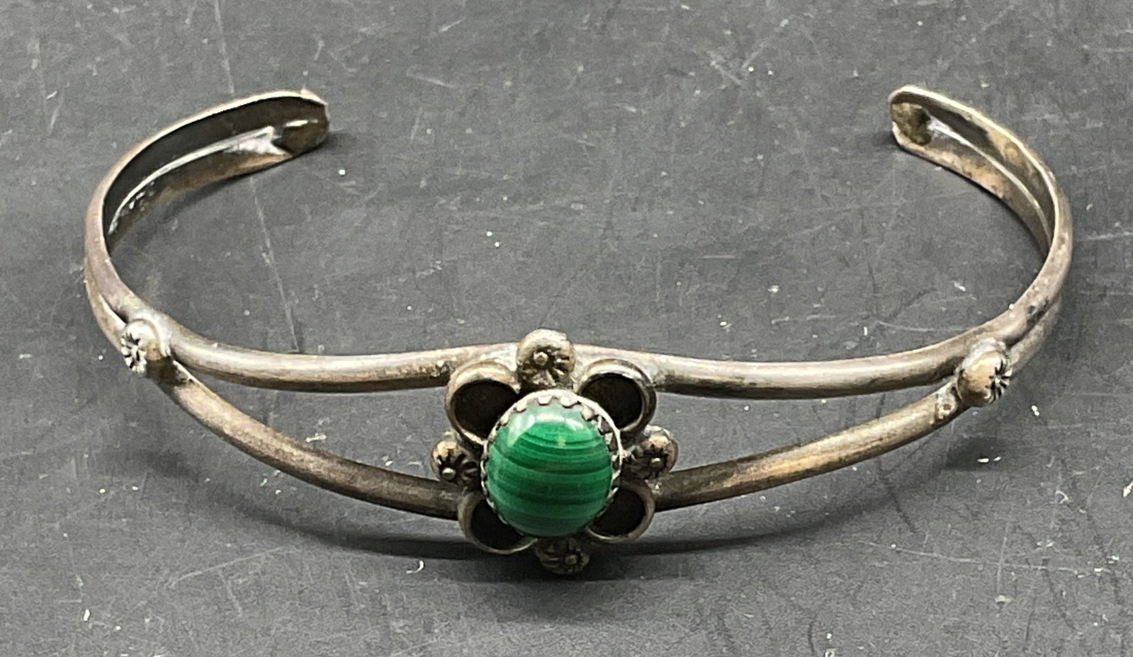 Vintage Sterling Silver Malachite Bracelet (1 of 6)
