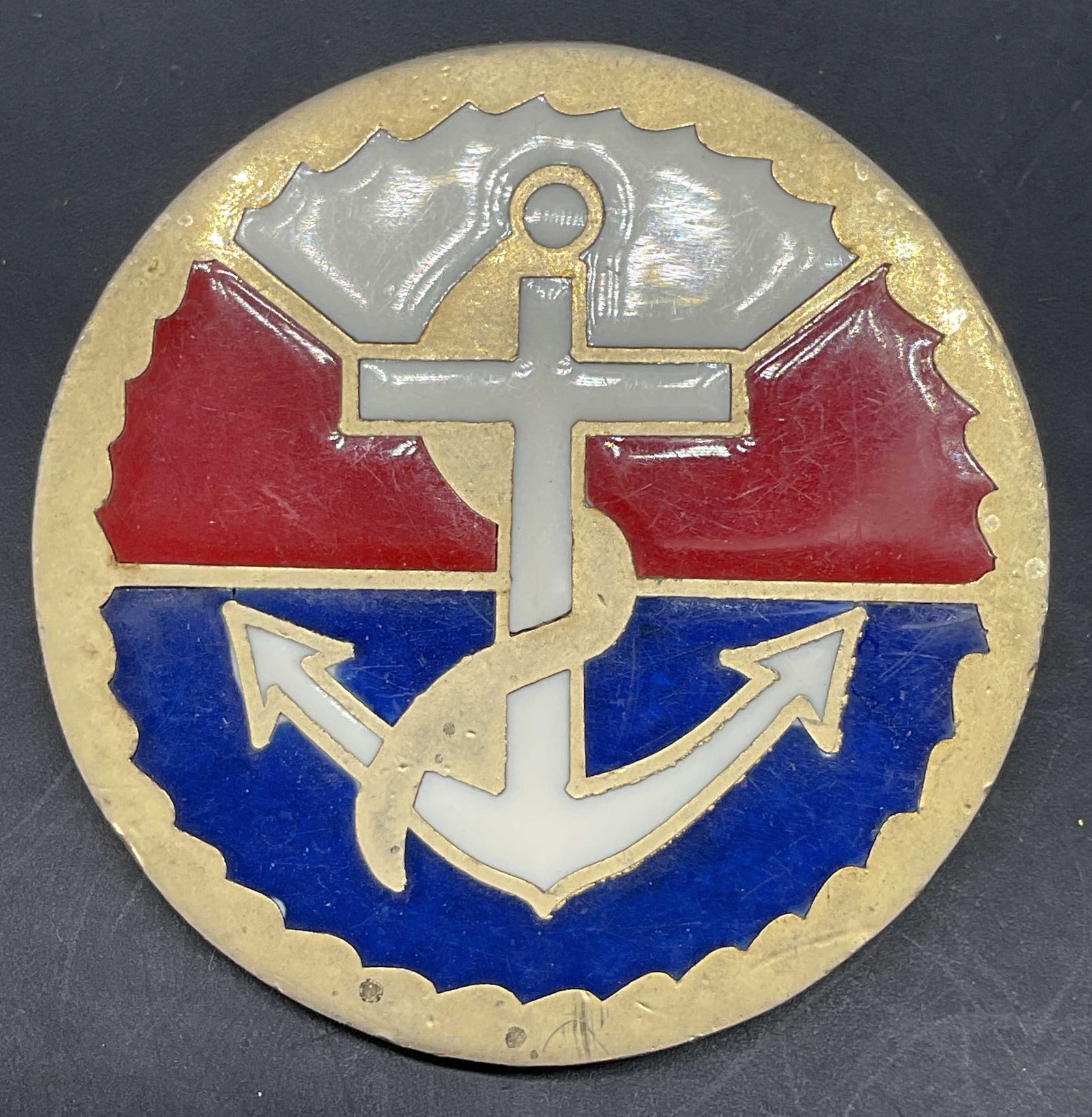 Vintage Gold Tone Enamel Anchor Brooch (1 of 6)