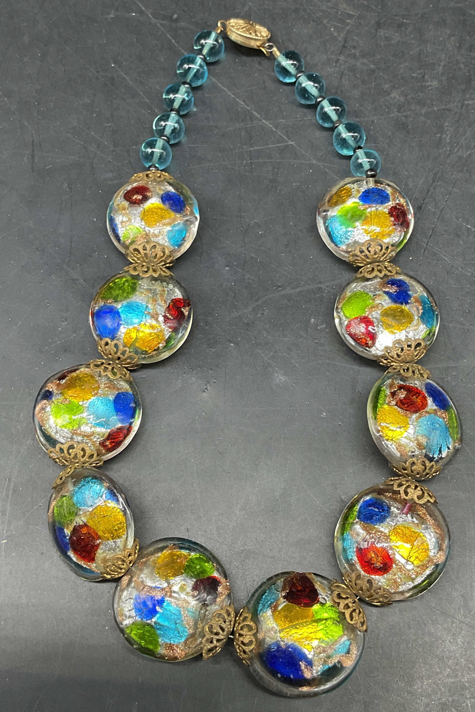 Vintage Multicolor Art Glass Beaded Necklace (1 of 6)