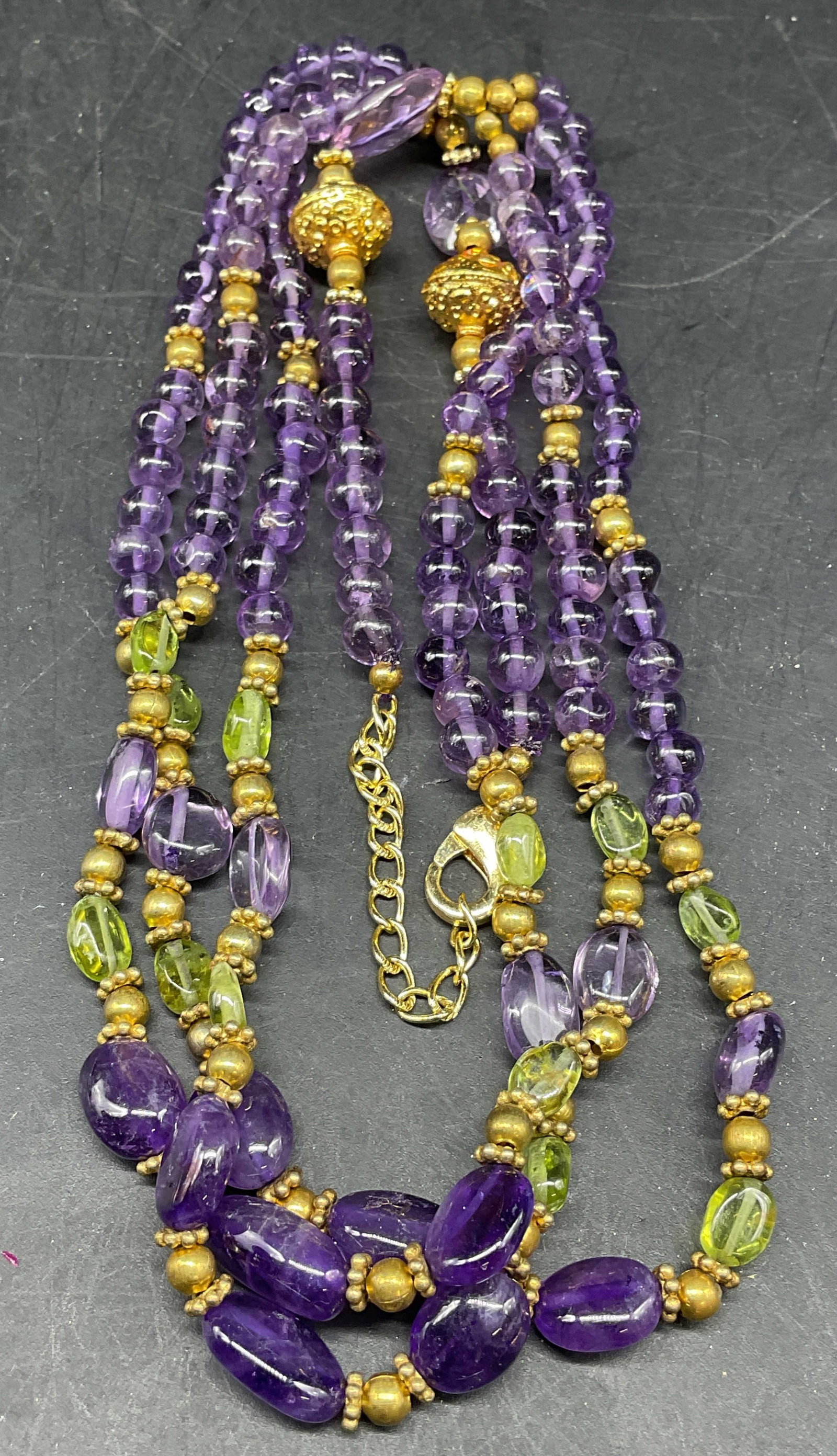 Vintage Gold Tone Amethyst Beaded Necklace (1 of 6)